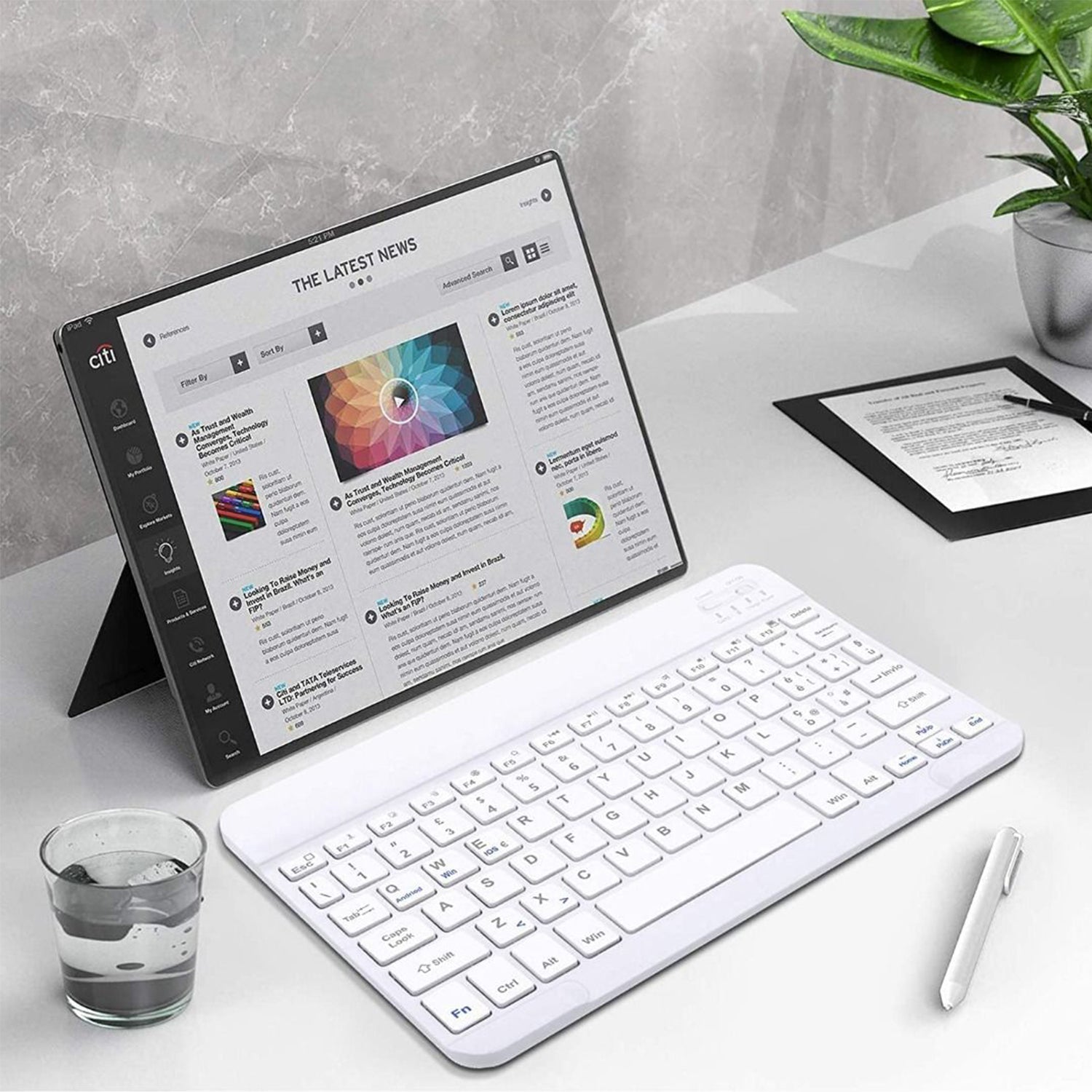 7-inch Bluetooth Wireless Mini Keyboard for IOS/MAC/Windows/Android-White