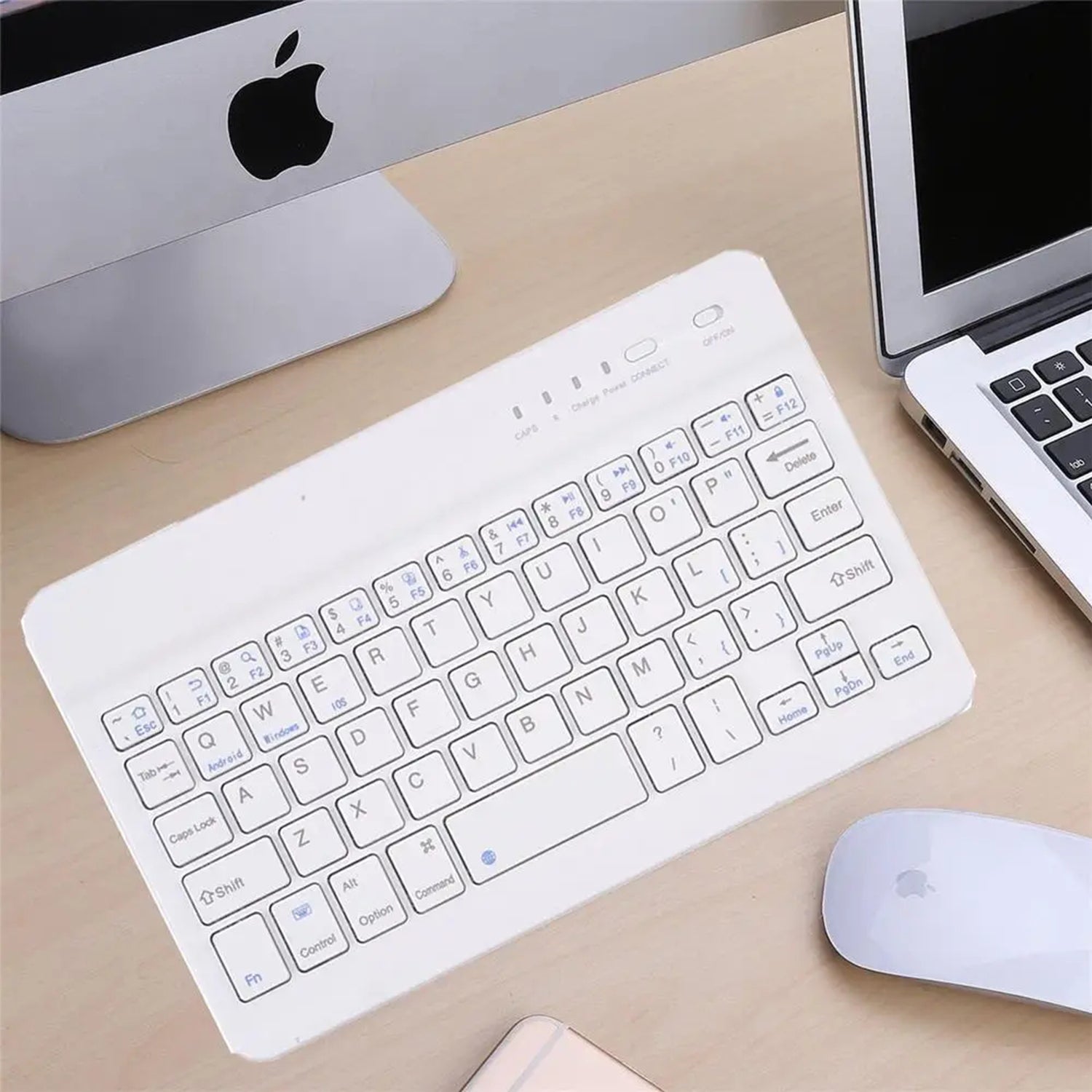 7-inch Bluetooth Wireless Mini Keyboard for IOS/MAC/Windows/Android-White