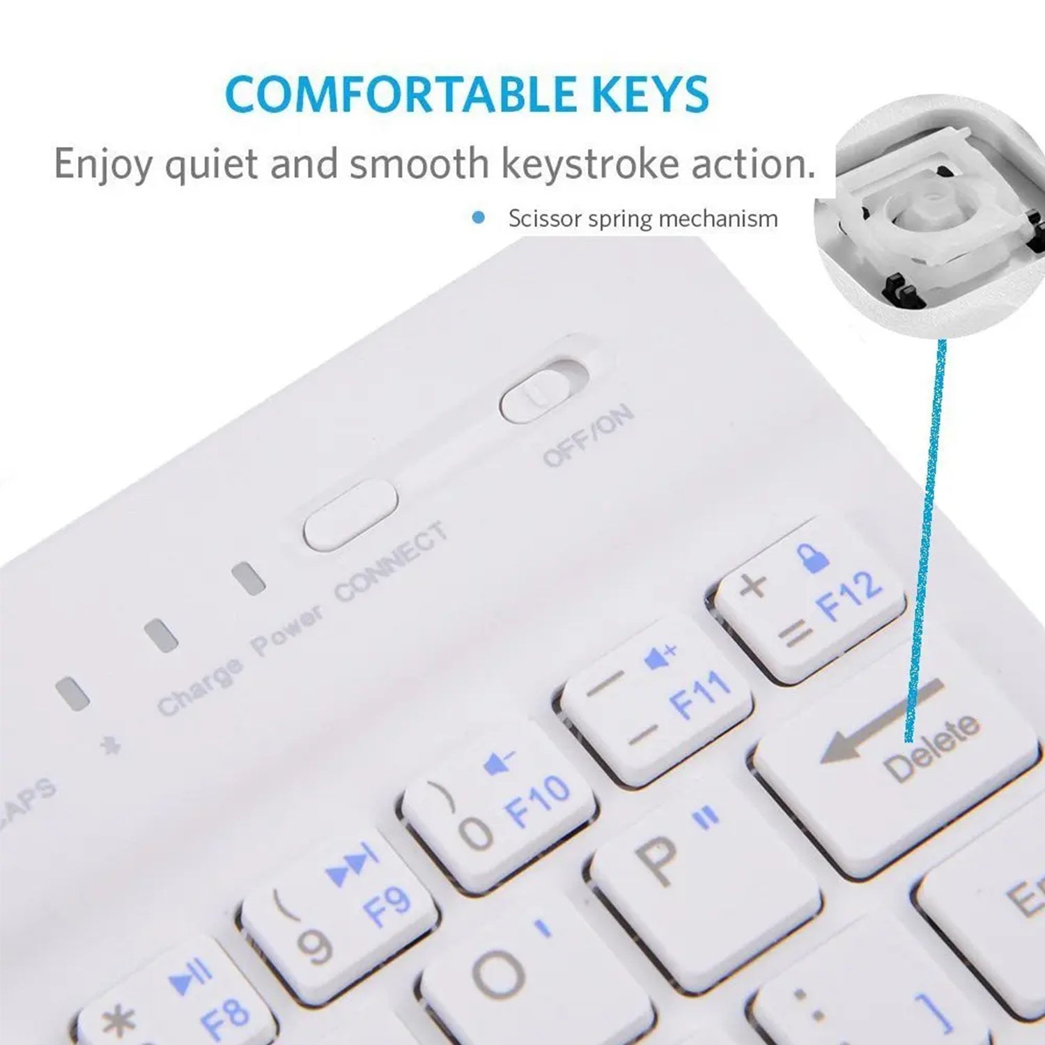 7-inch Bluetooth Wireless Mini Keyboard for IOS/MAC/Windows/Android-White
