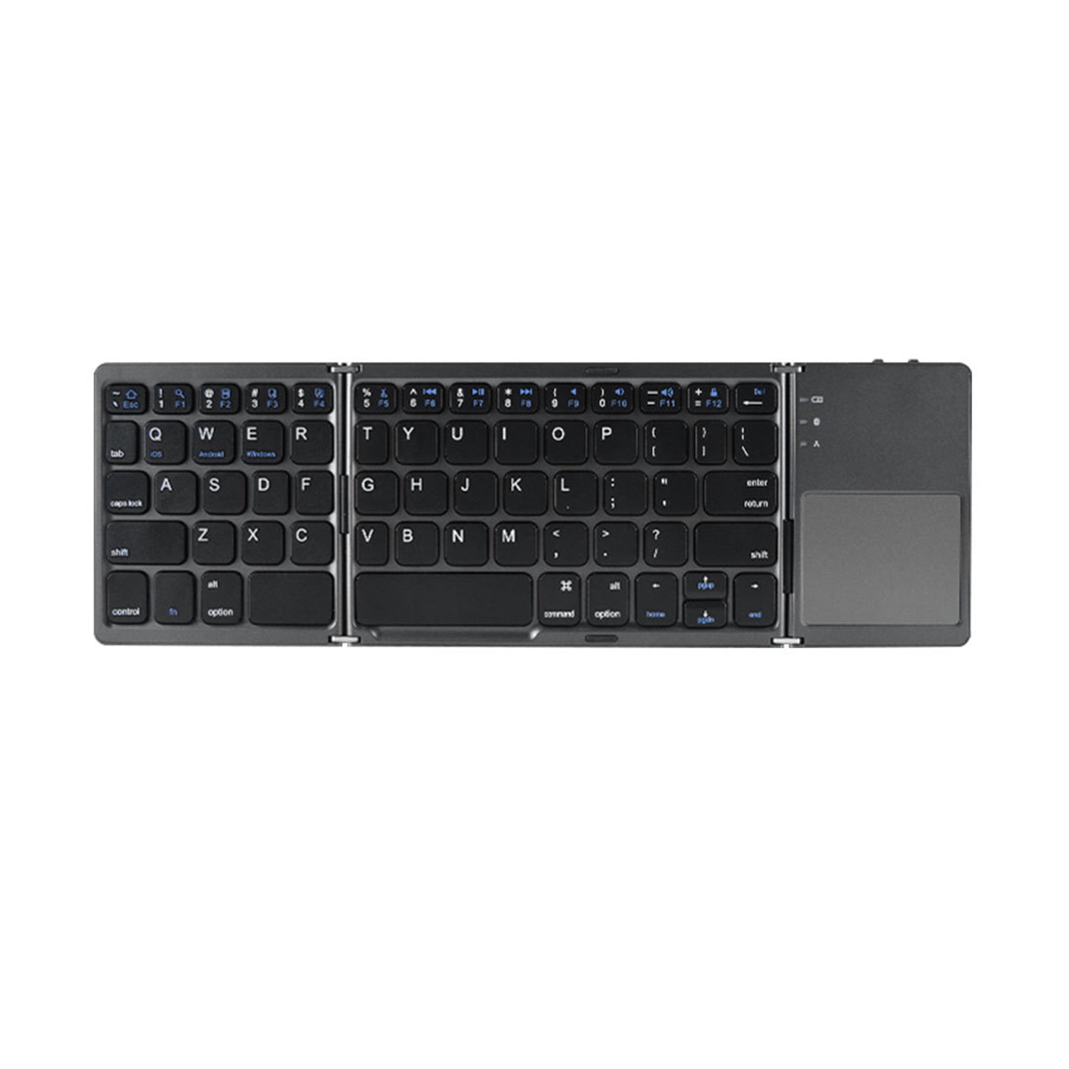 Portable Folding Wireless keyboard Bluetooth Rechargeable BT Touchpad Keypad for IOS/Android/Windows ipad Tablet-Black
