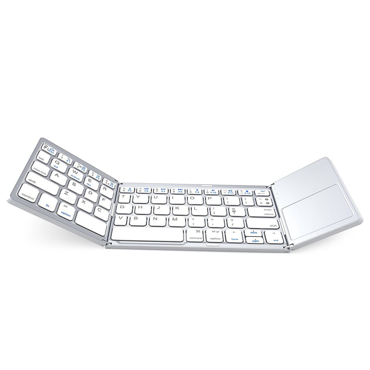 Portable Folding Wireless keyboard Bluetooth Rechargeable BT Touchpad Keypad for IOS/Android/Windows ipad Tablet-Black