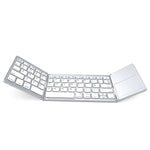 Portable Folding Wireless keyboard Bluetooth Rechargeable BT Touchpad Keypad for IOS/Android/Windows ipad Tablet-Black