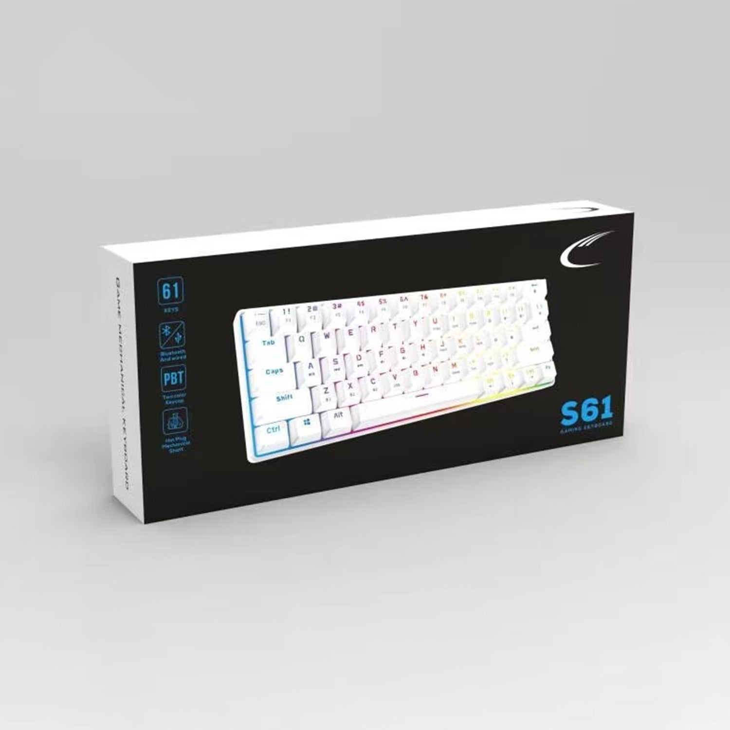 Wireless Bluetooth USB Dual-Mode 61 Keys Gaming Mechanical Keyboard RGB Backlight for Phone/PC Computer/Notebook