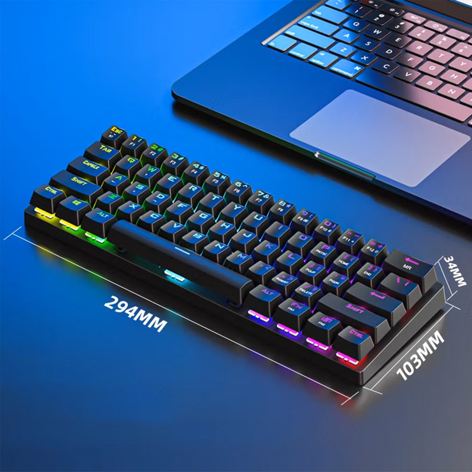 Wireless Bluetooth USB Dual-Mode 61 Keys Gaming Mechanical Keyboard RGB Backlight for Phone/PC Computer/Notebook