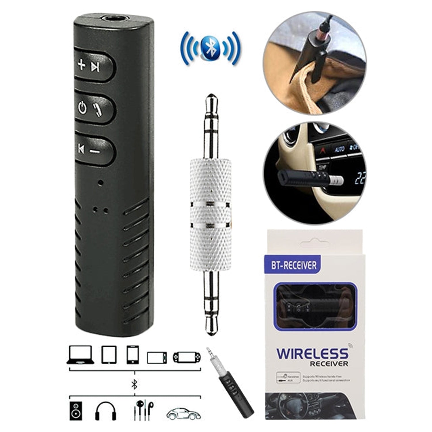 Mini Wireless Bluetooth Receiver Portable Aux Audio Receiver Adapter