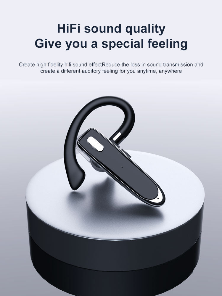 Ultra long endurance, high power, ear mounted wireless Bluetooth business headset, single ear(No charging chamber)-Black