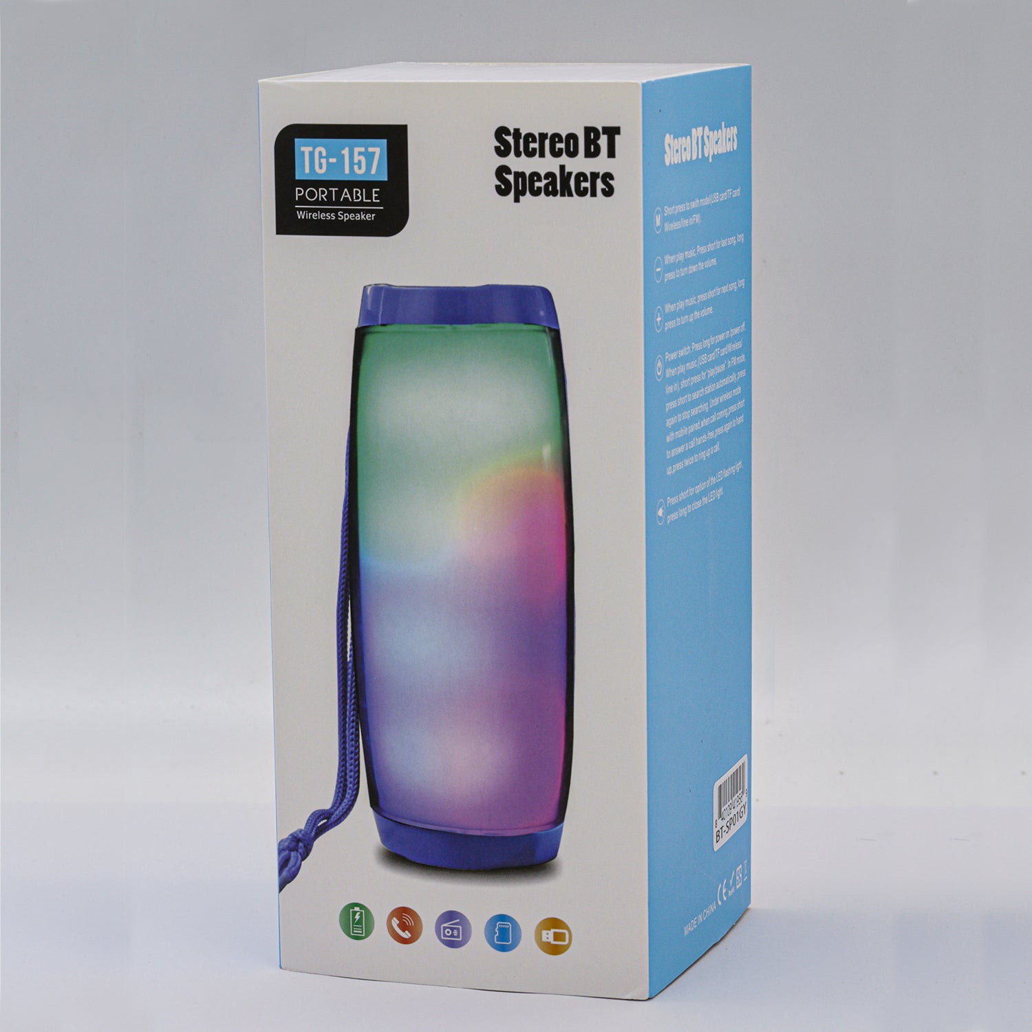 LED Flashing Light Portable Wireless Bluetooth Speaker