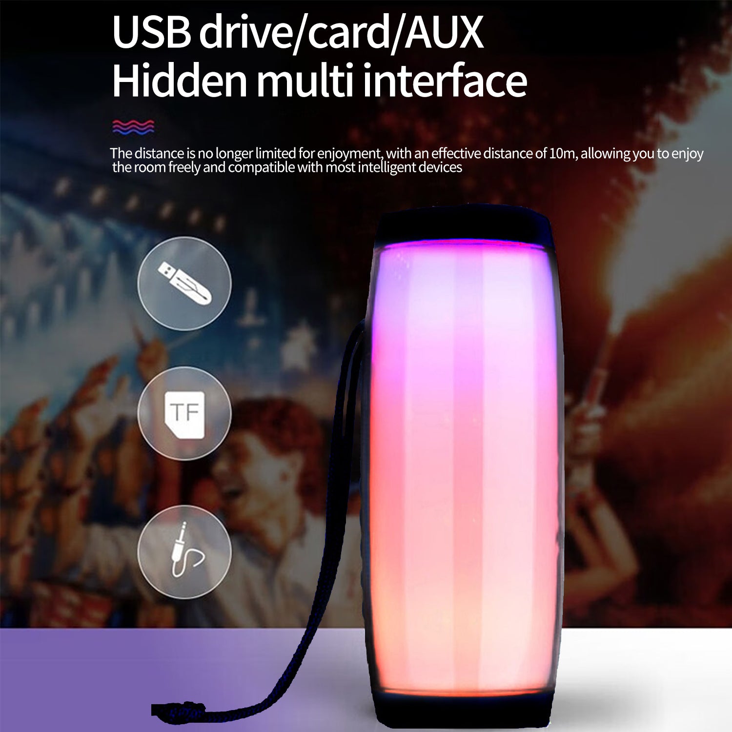 LED Flashing Light Portable Wireless Bluetooth Speaker