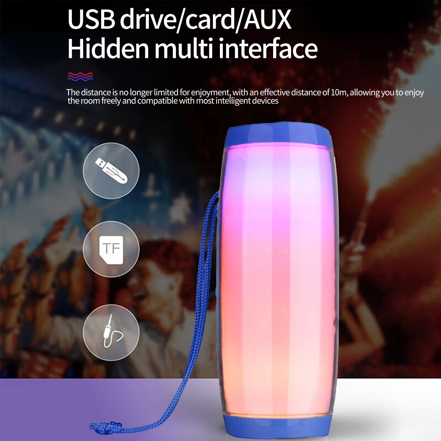 LED Flashing Light Portable Wireless Bluetooth Speaker