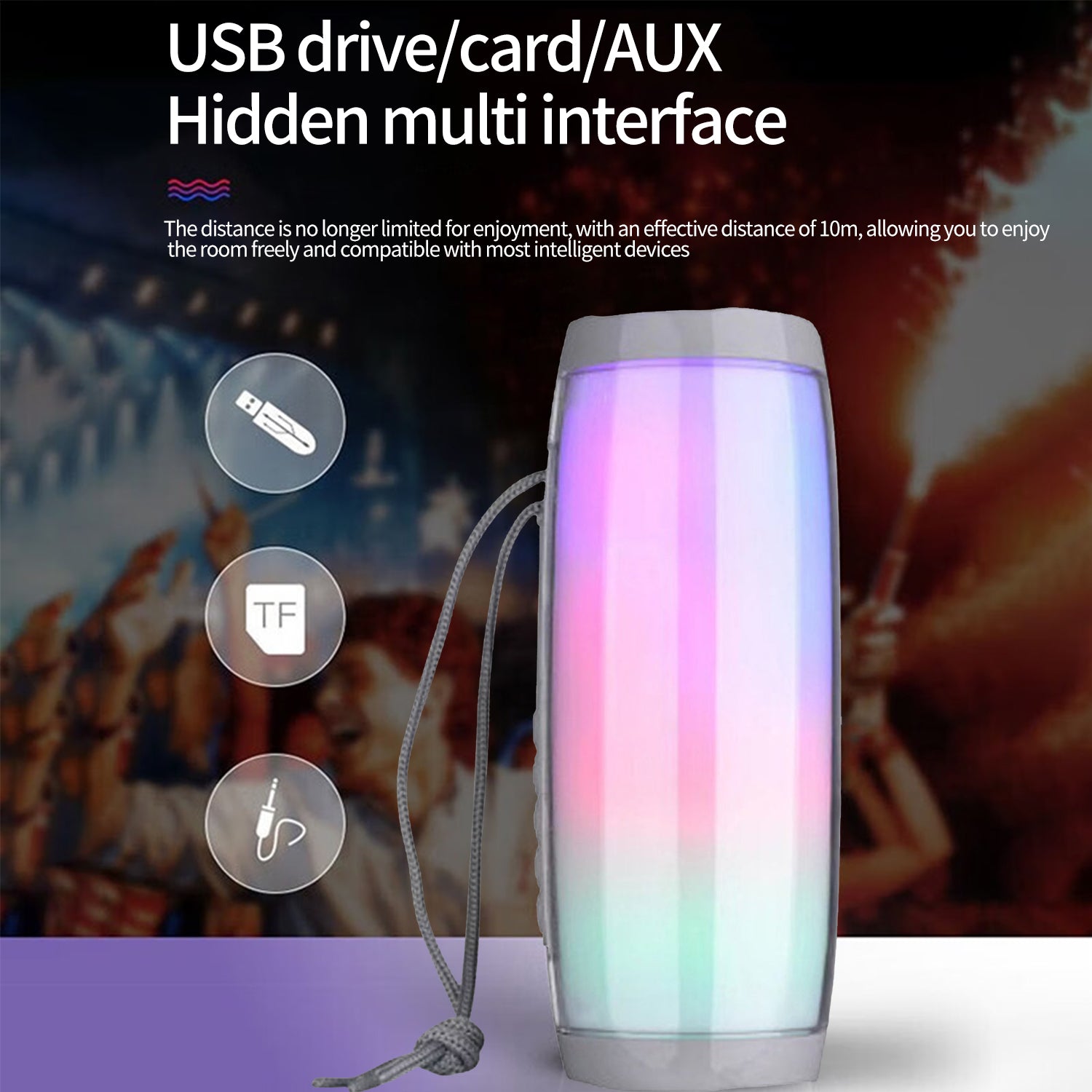 LED Flashing Light Portable Wireless Bluetooth Speaker