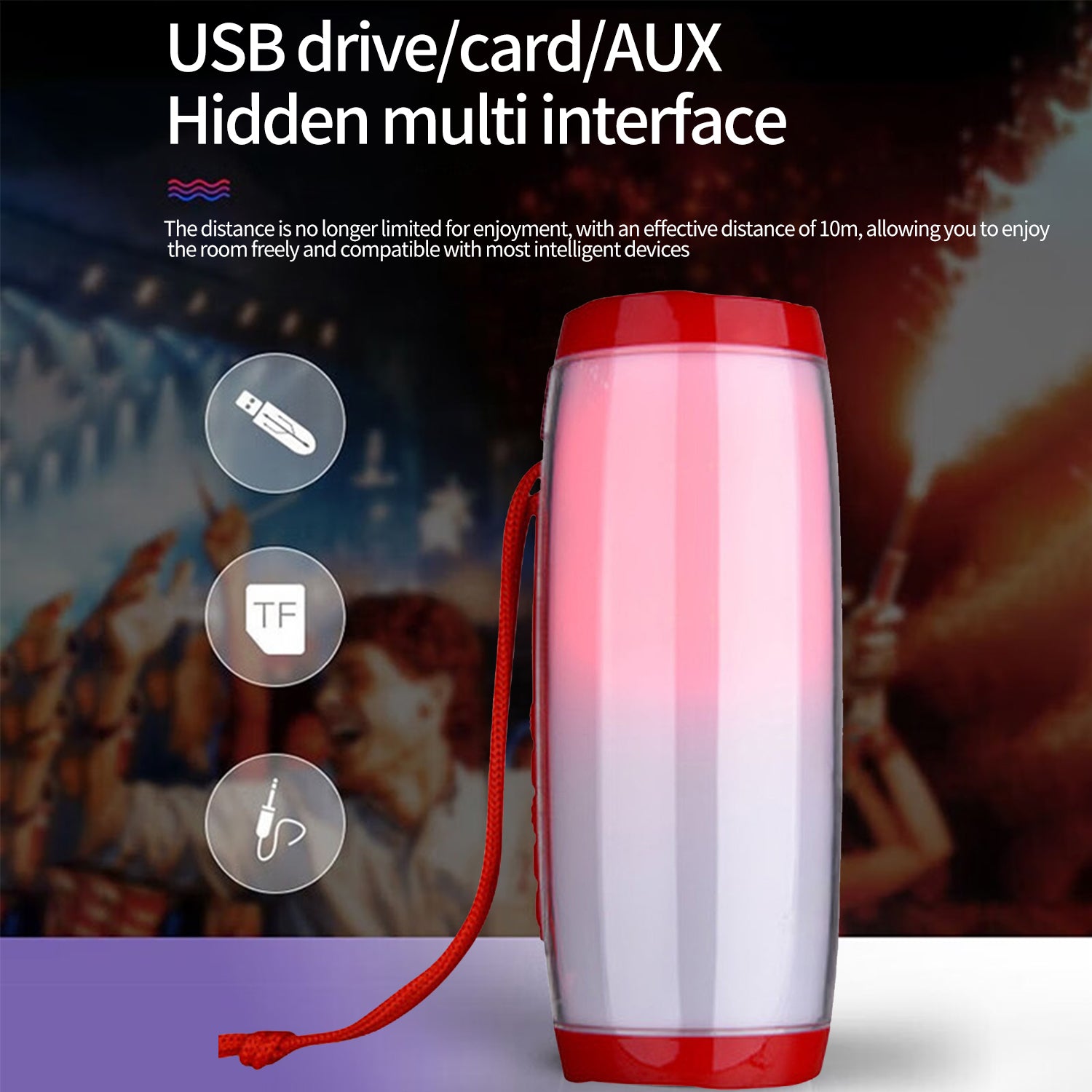 LED Flashing Light Portable Wireless Bluetooth Speaker