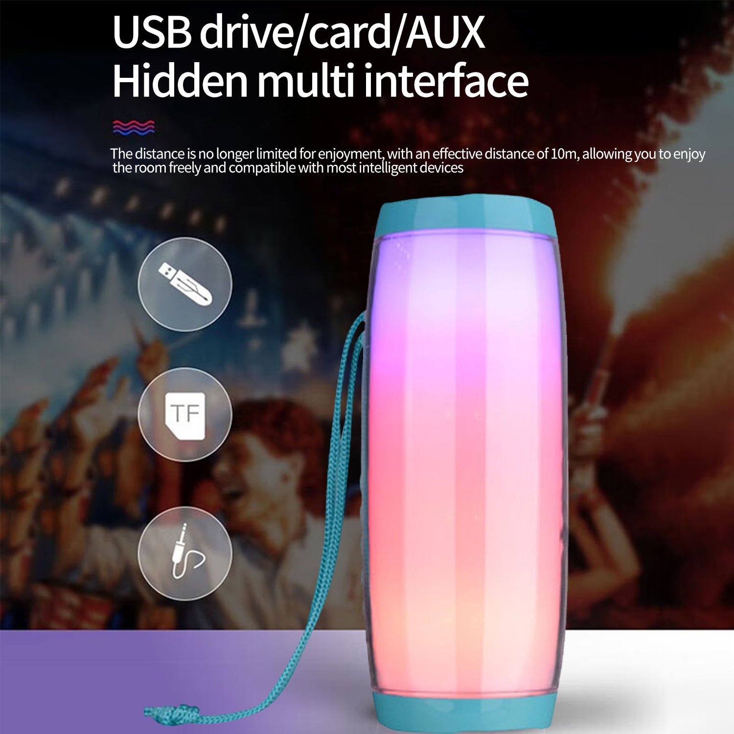LED Flashing Light Portable Wireless Bluetooth Speaker