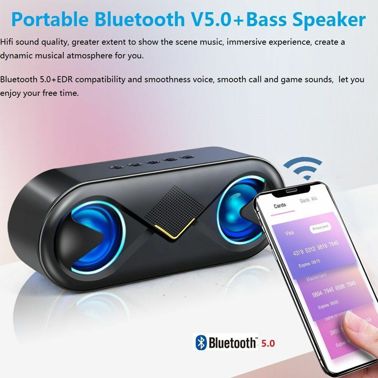 Wireless Phone Stereo Colorful Lights Portable Small Steel Gun Bass Bluetooth Speaker
