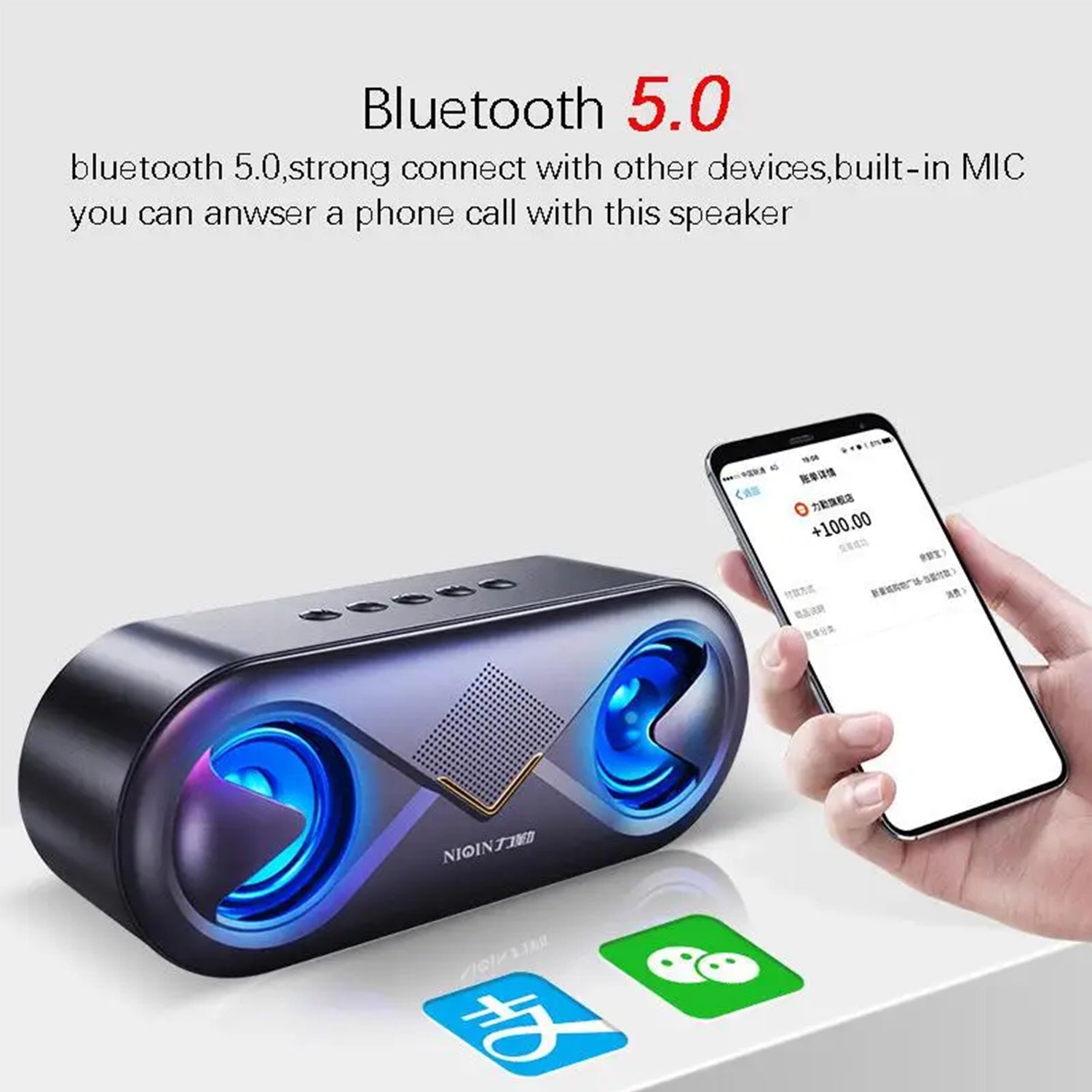 Wireless Phone Stereo Colorful Lights Portable Small Steel Gun Bass Bluetooth Speaker