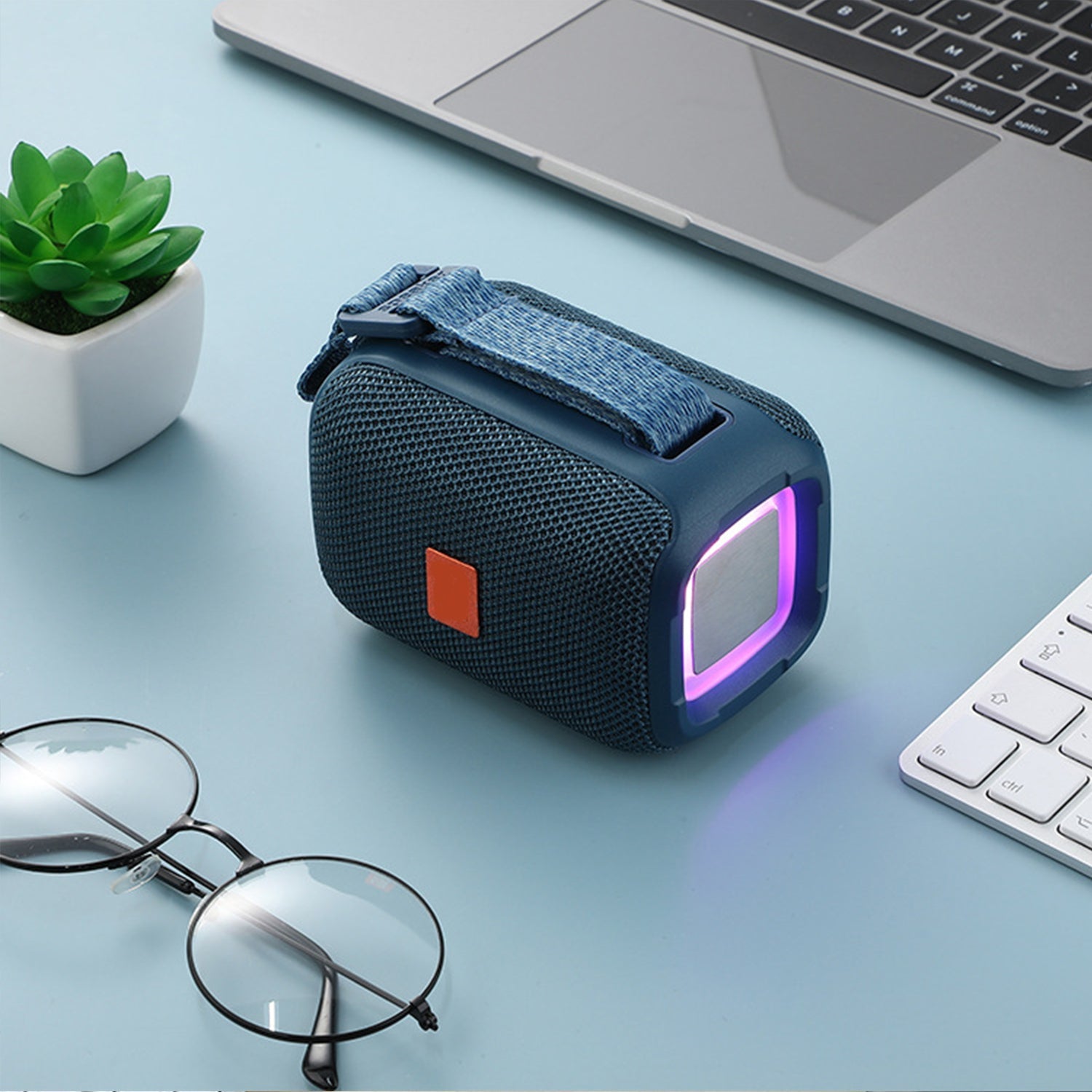 USB wireless portable Bluetooth speaker with fabrics belt