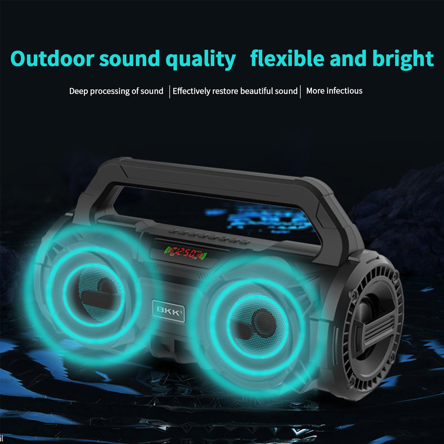 Wireless card insertion portable Double horn Bluetooth speaker-Black