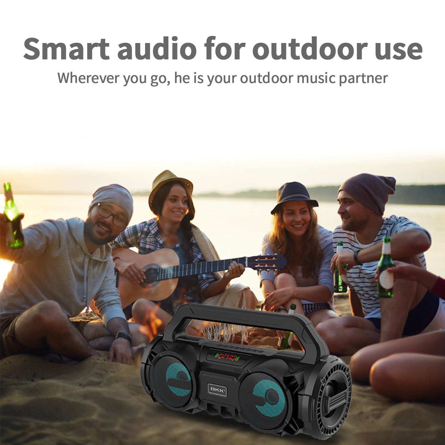 Wireless card insertion portable Double horn Bluetooth speaker-Black