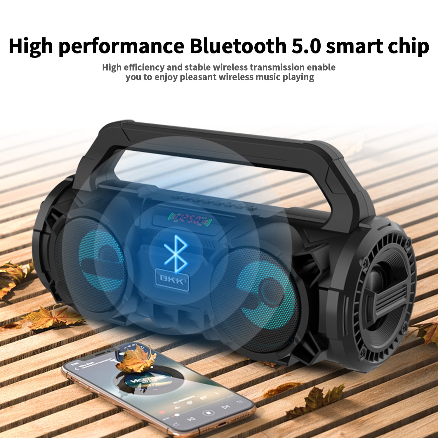 Wireless card insertion portable Double horn Bluetooth speaker-Black