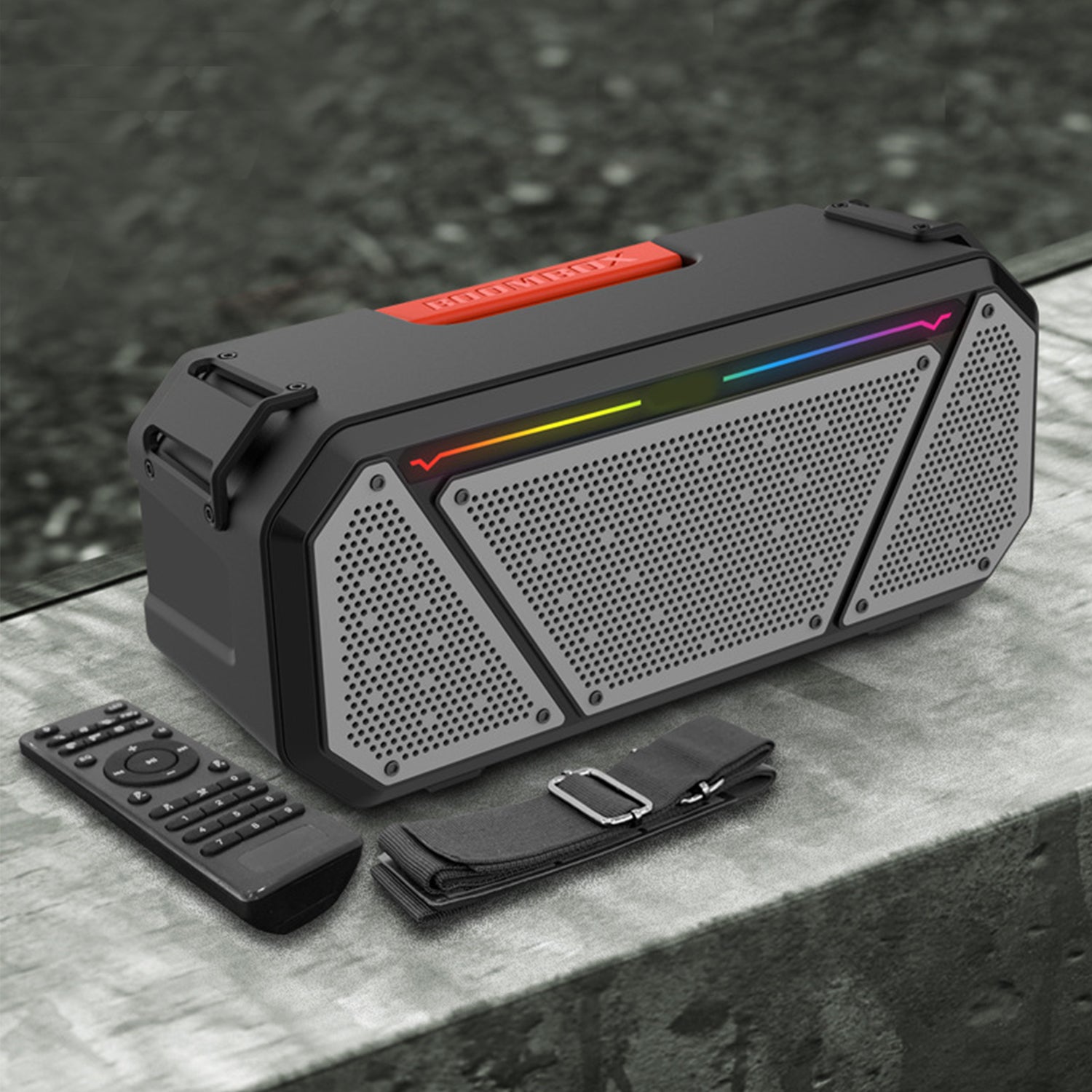Wireless dazzle colour outdoor karaoke remote controller Bluetooth speaker-Black