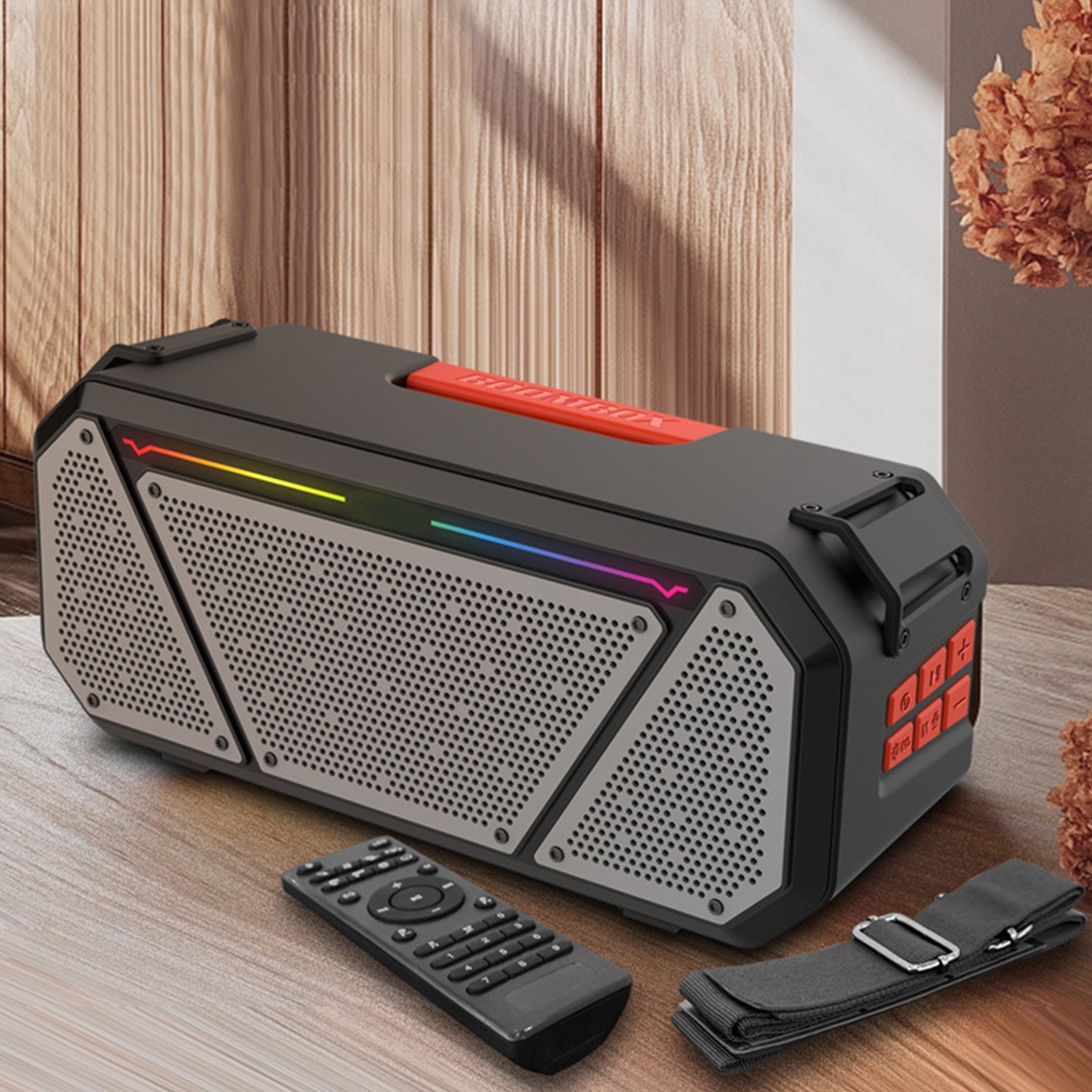 Wireless dazzle colour outdoor karaoke remote controller Bluetooth speaker-Black