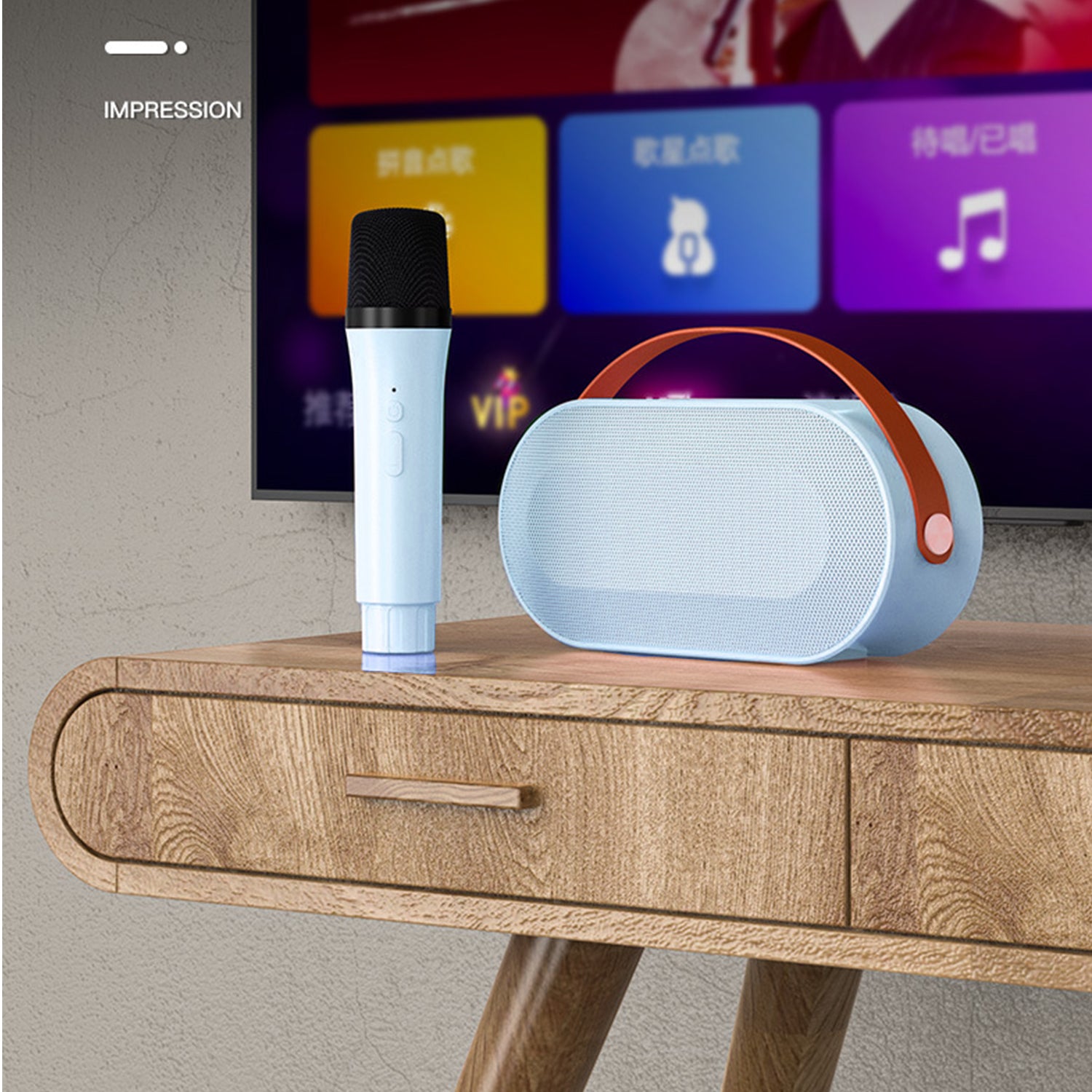 Wireless Bluetooth Colorful Light Outdoor Sound Dual Microphone Set