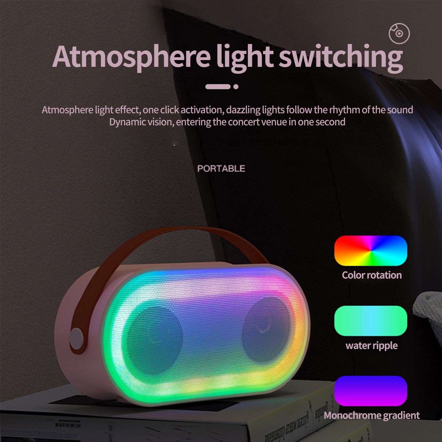 Wireless Bluetooth Colorful Light Outdoor Sound Dual Microphone Set