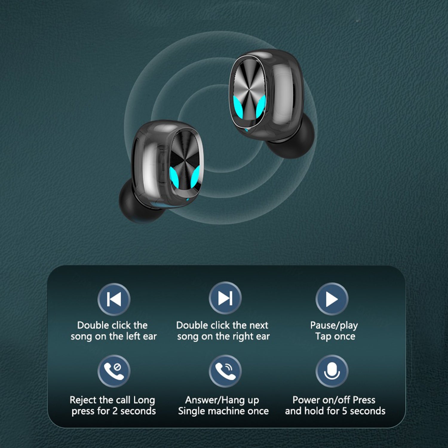 Bluetooth Headset 5.0 touch controlled wireless earbuds automatically paired with a portable charging box