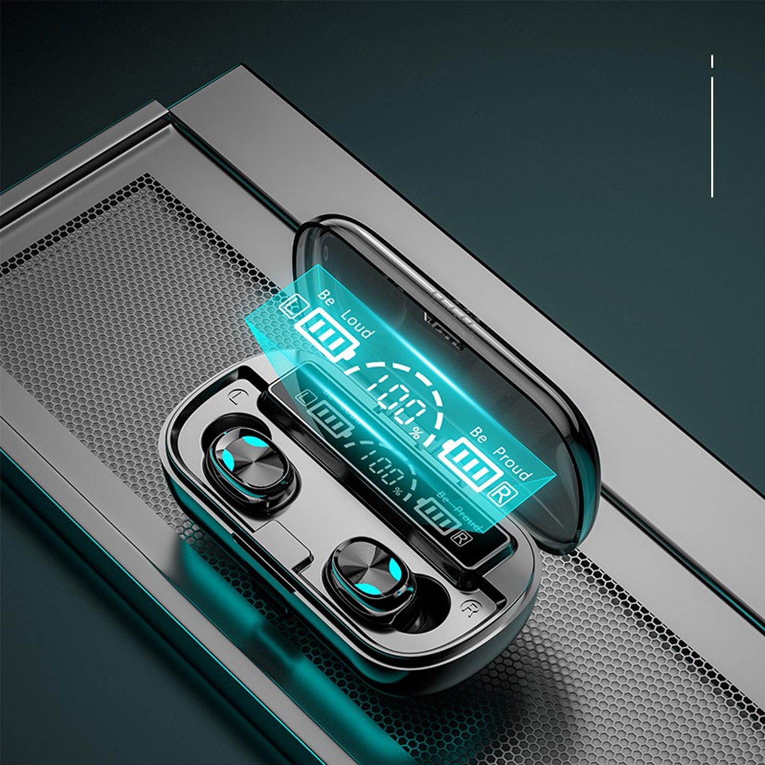 Bluetooth Headset 5.0 touch controlled wireless earbuds automatically paired with a portable charging box