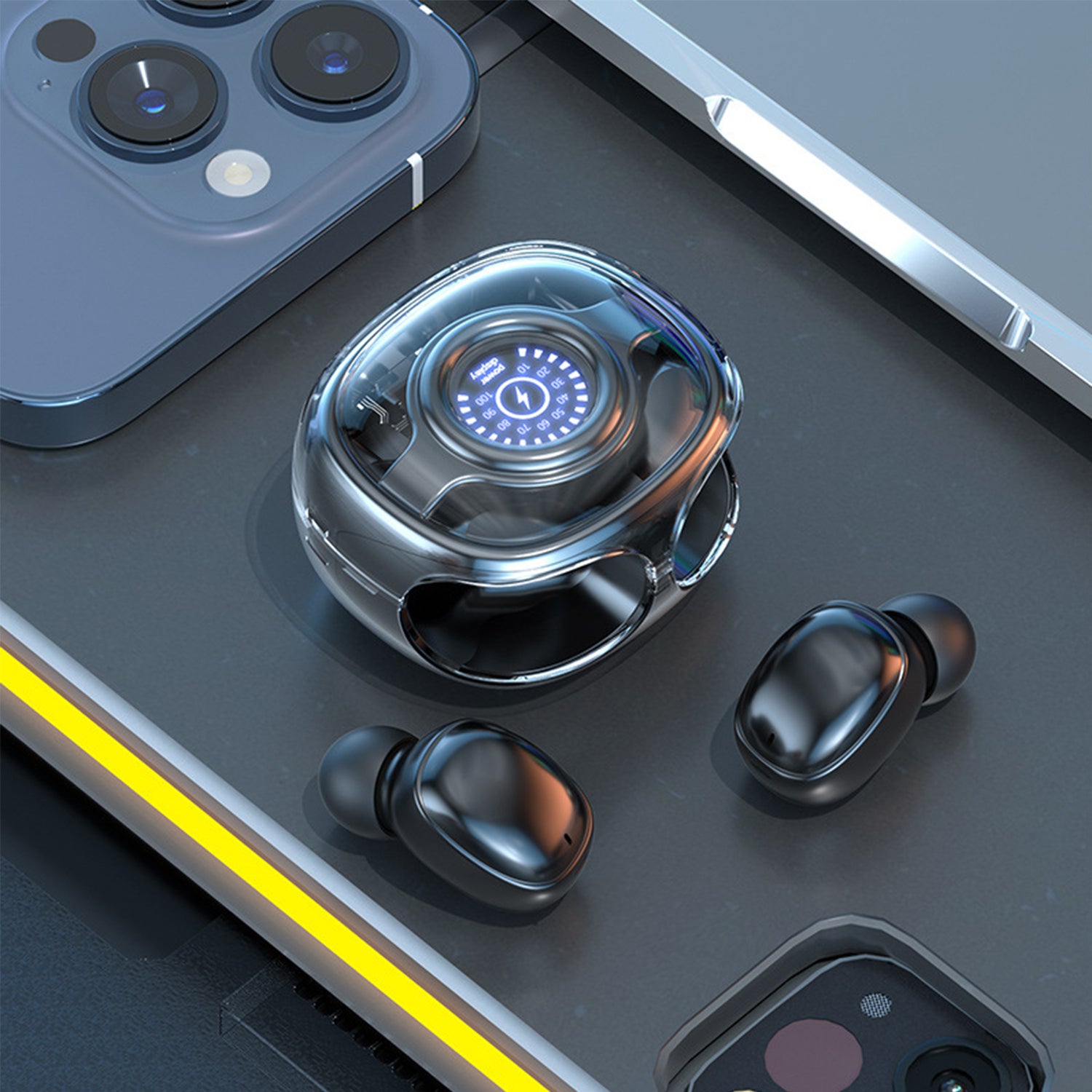 Black tech Bluetooth sports wireless mini digital display headset
