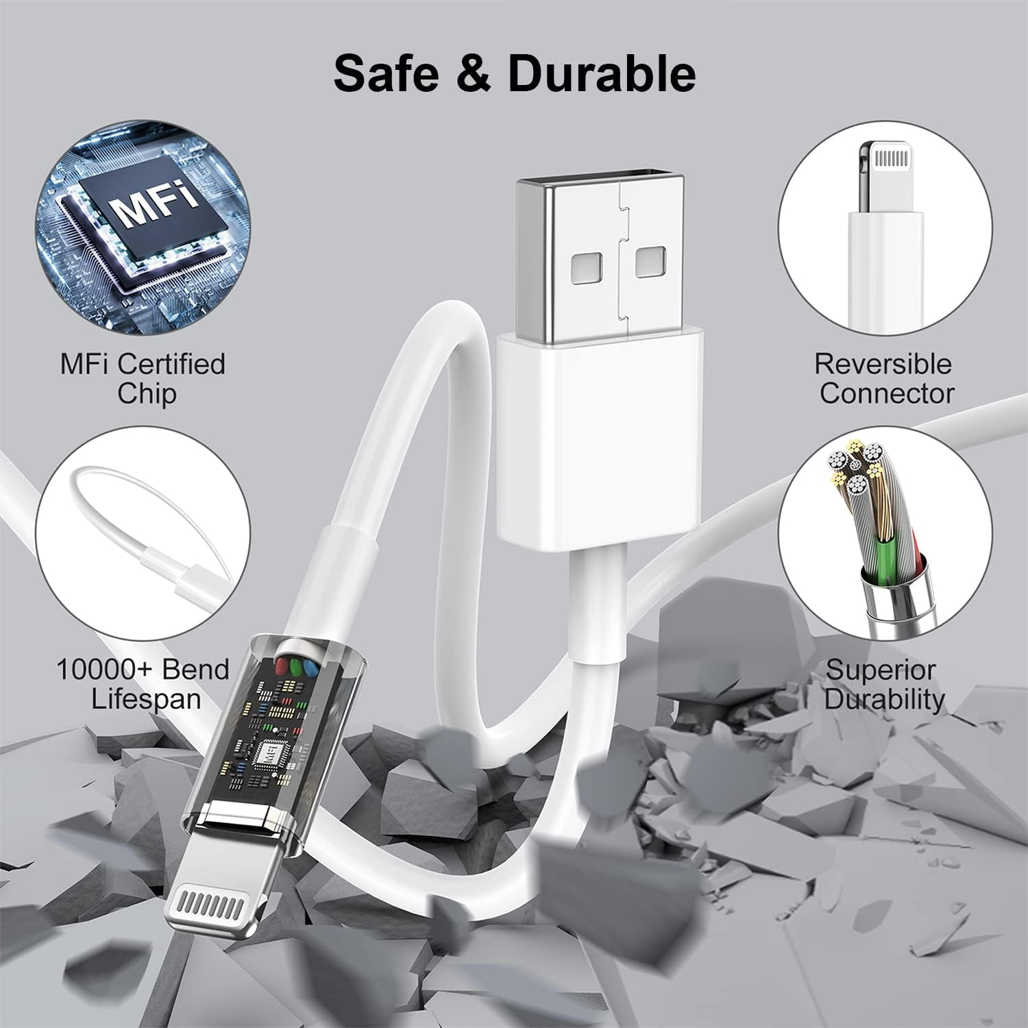 9FT Heavy Duty Fast Charging Cable  for iPhone 11/11 Pro /11 Pro Max/ Xs Max/ X / XS/ 8 / 7/6/5