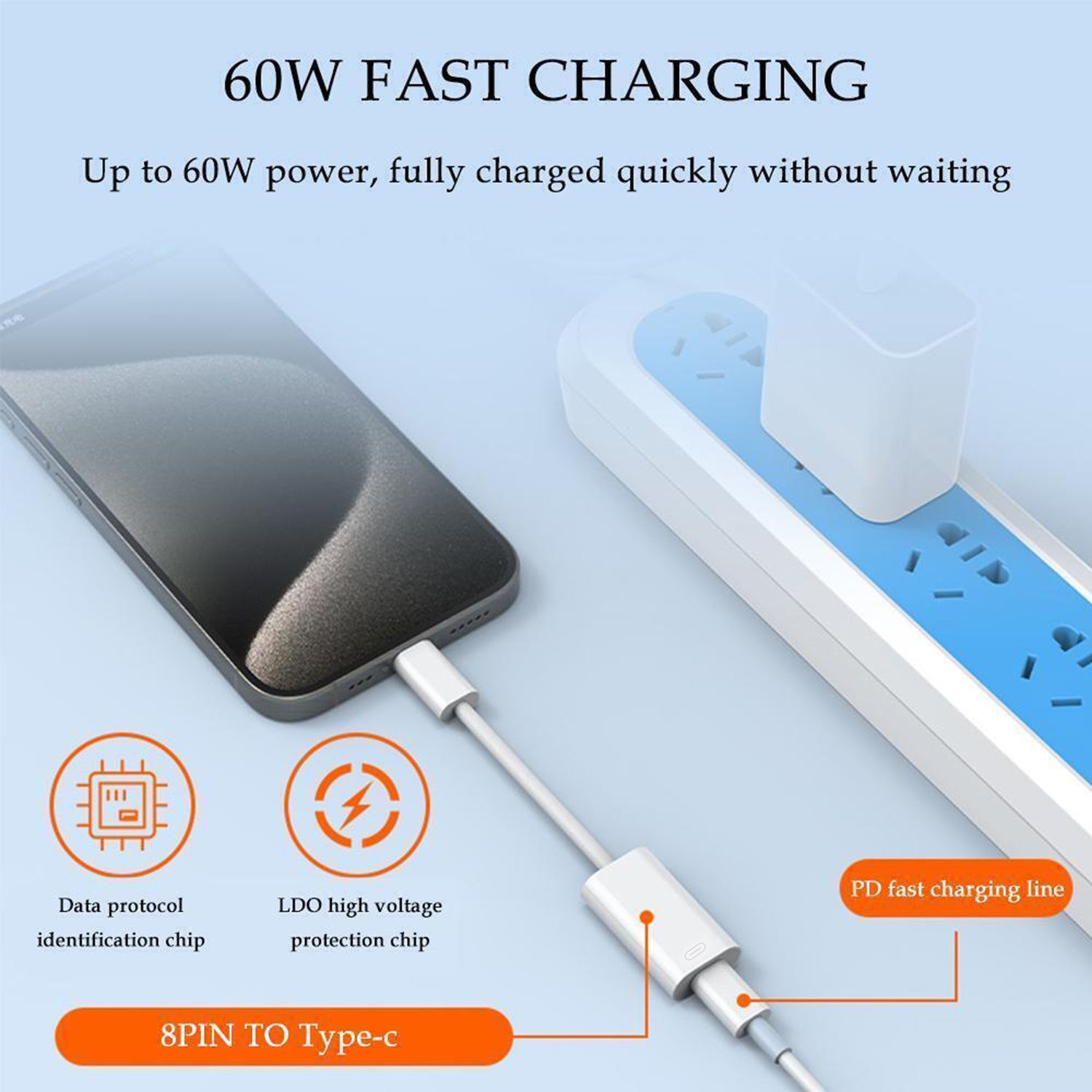 USB-C to Lightning Cable Cord Adapter-White