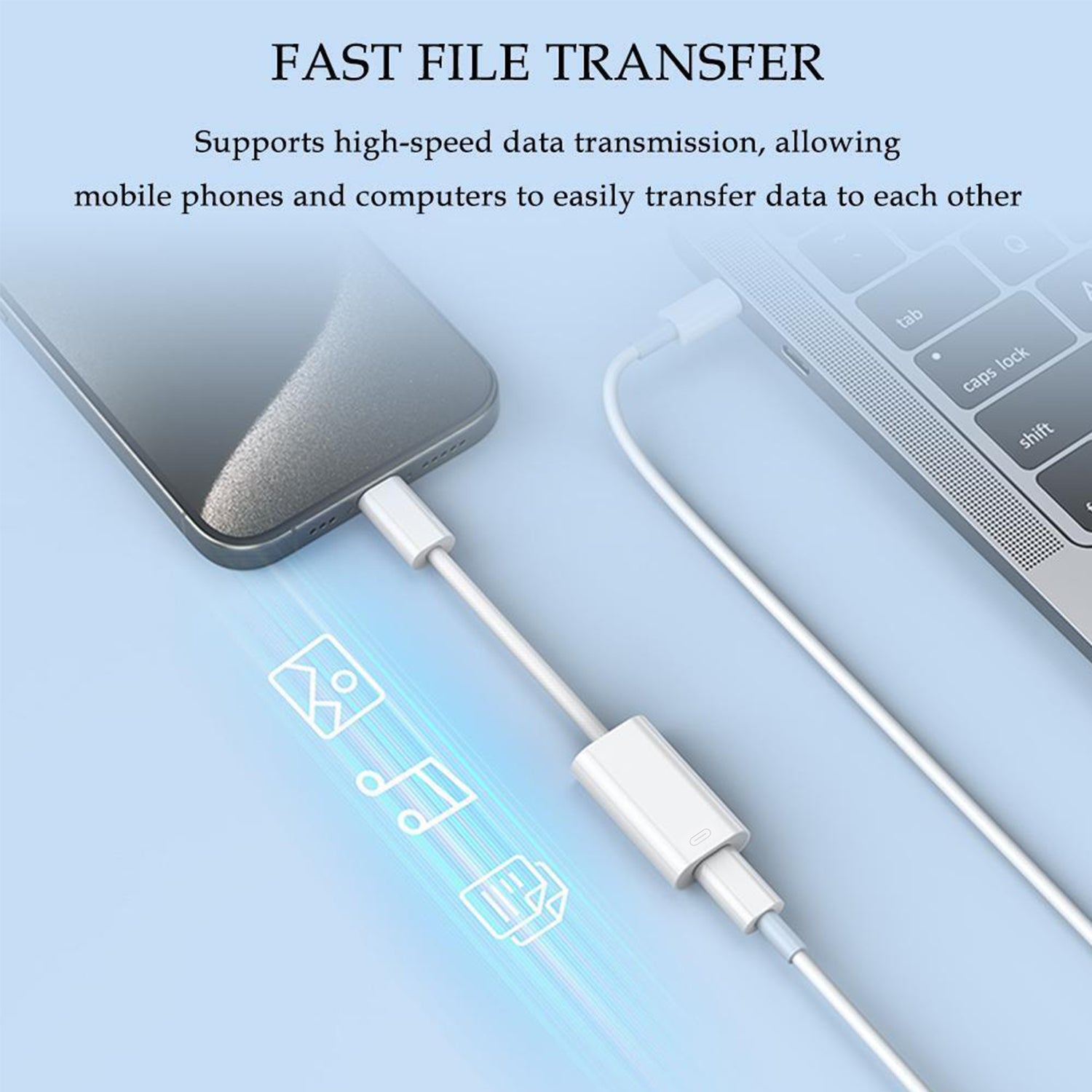 USB-C to Lightning Cable Cord Adapter-White