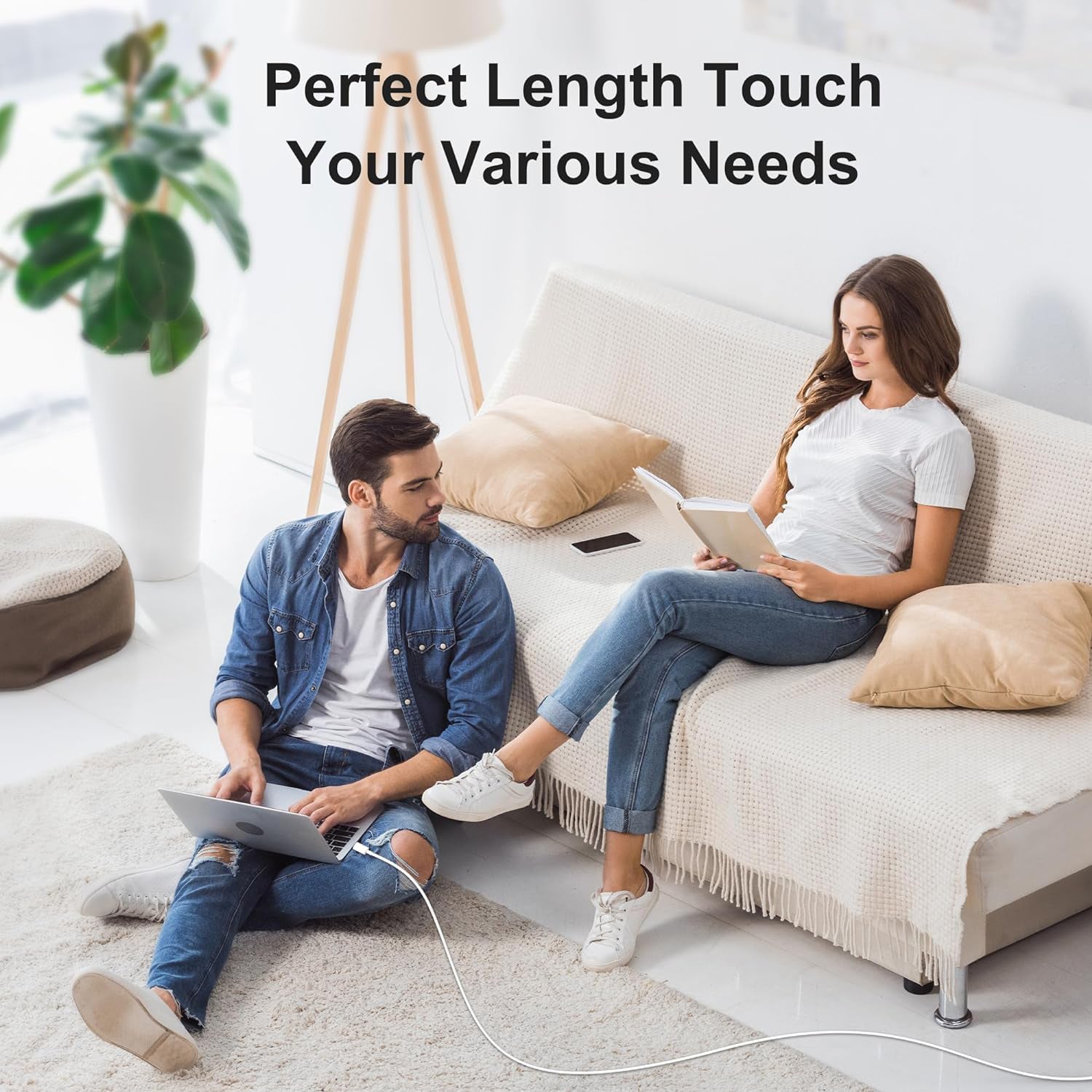 9FT USB C to USB C Fast Charging Cable for iPhone 15/15 Plus/15 Pro/15 Pro Max-White