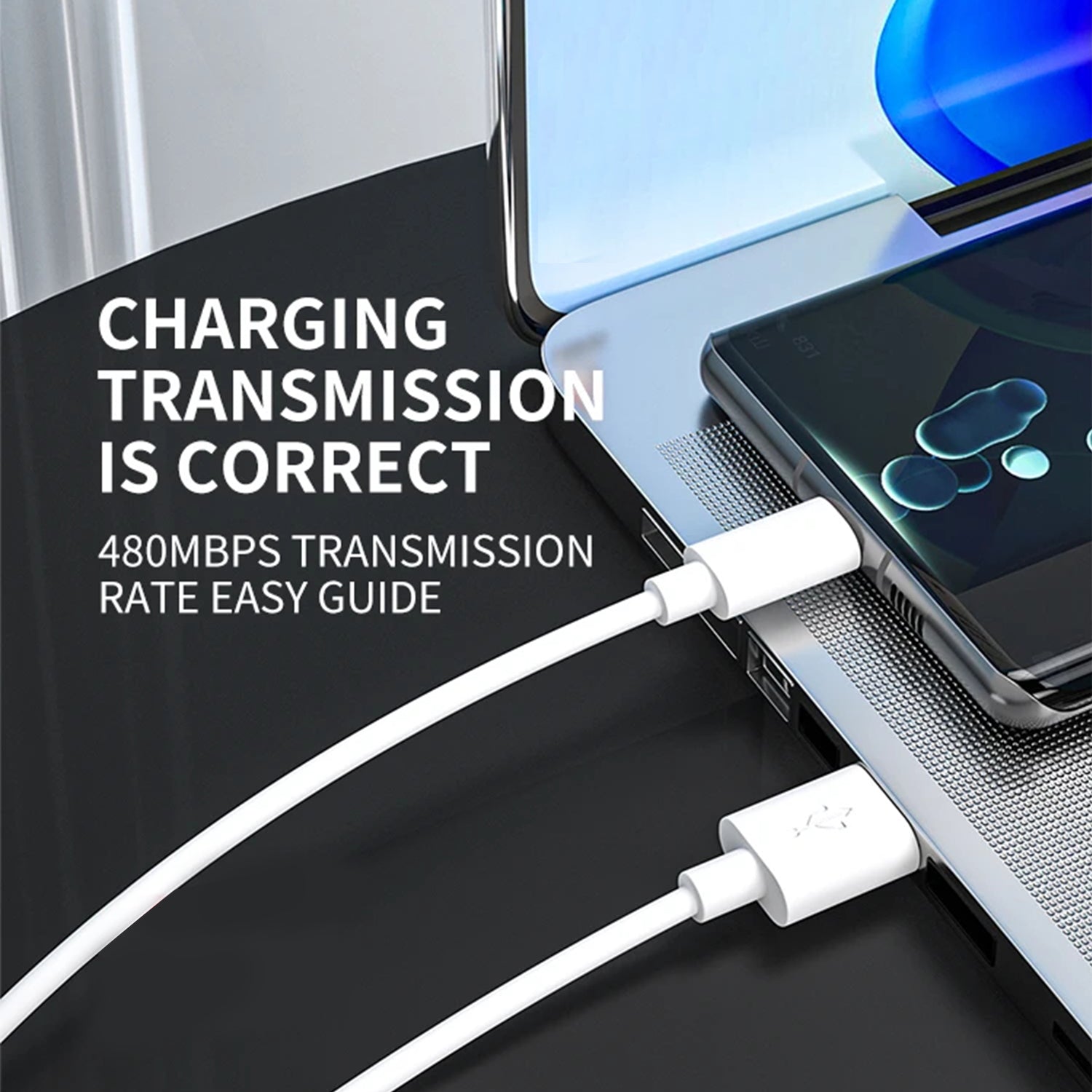 Heavy Duty  Fast Charging Sync USB Type-C Cable length (3FT)  -White