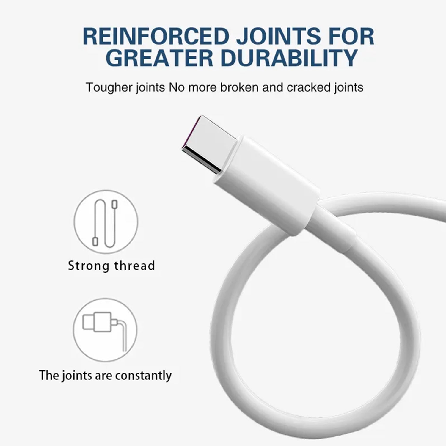 9FT Fast Charge Heavy Duty Type-C  Cable - White