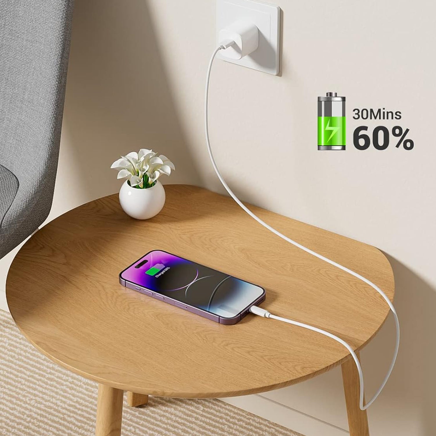 Lightning to Type-C Charging Cable for iPhone 12/12 Pro/ 11 Series (9FT)