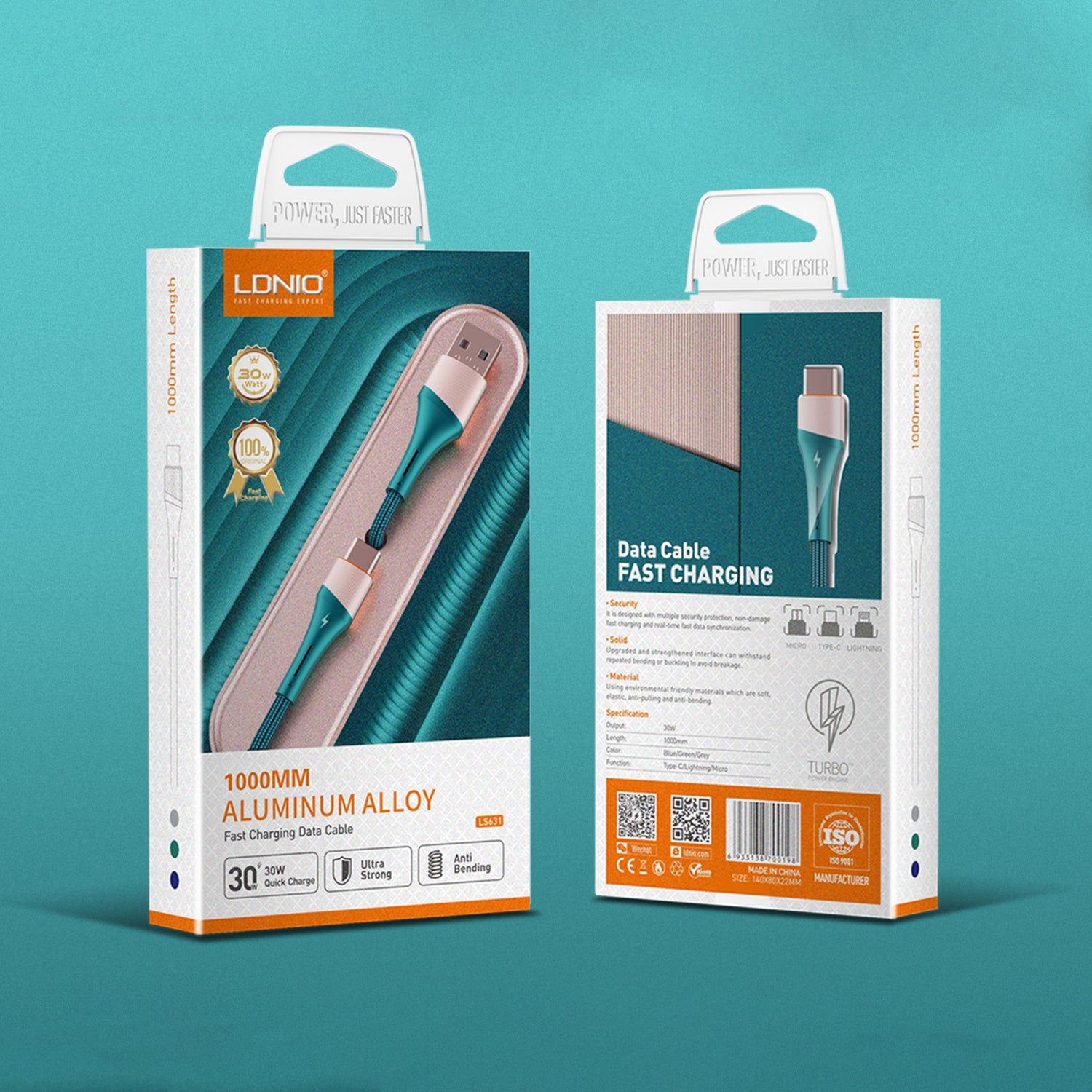 30W Fast Charge Type-C to Lightning Braided Data Cable Compatible With iPhone 15 Series