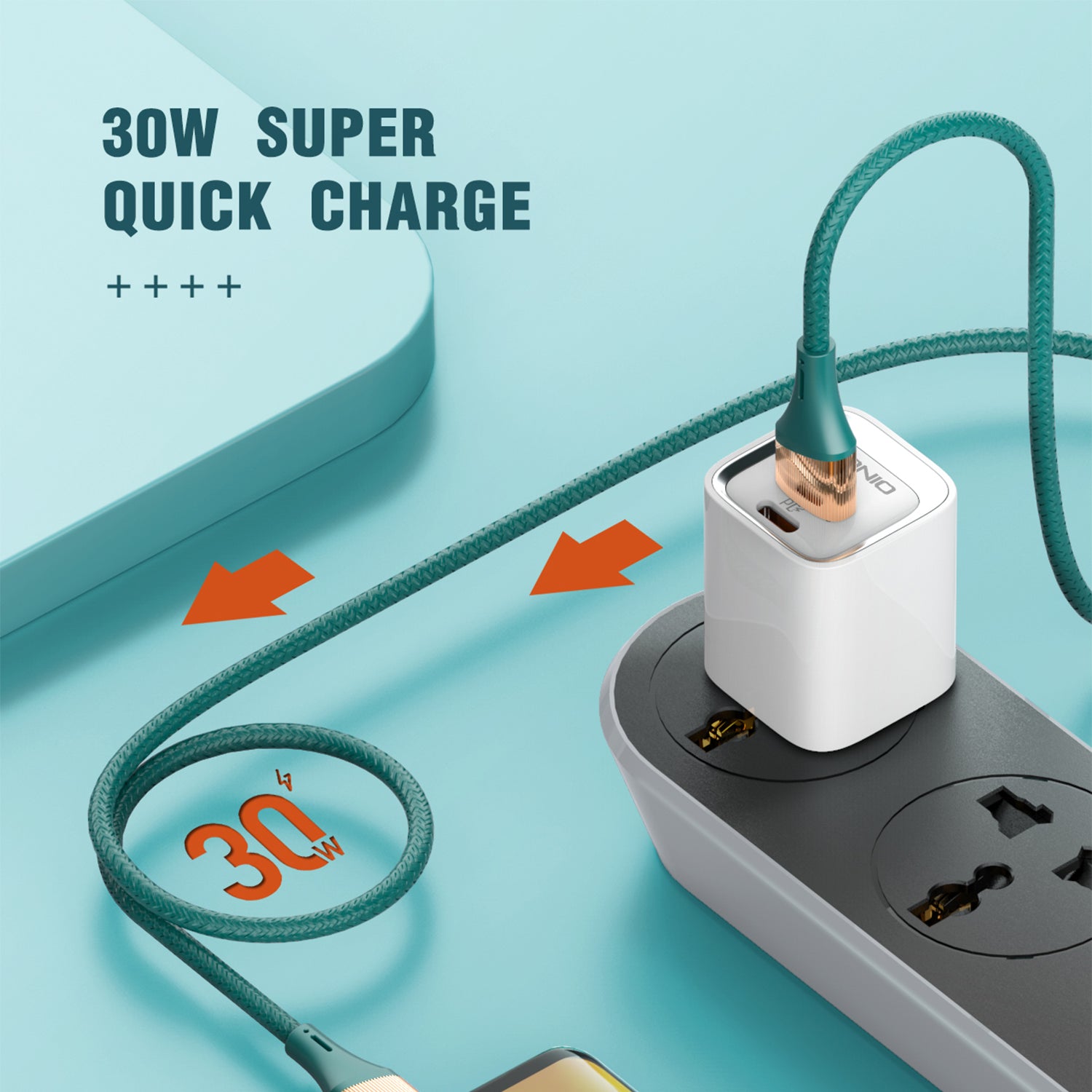 30W Fast Charge Type-C to Lightning Braided Data Cable Compatible With iPhone 15 Series