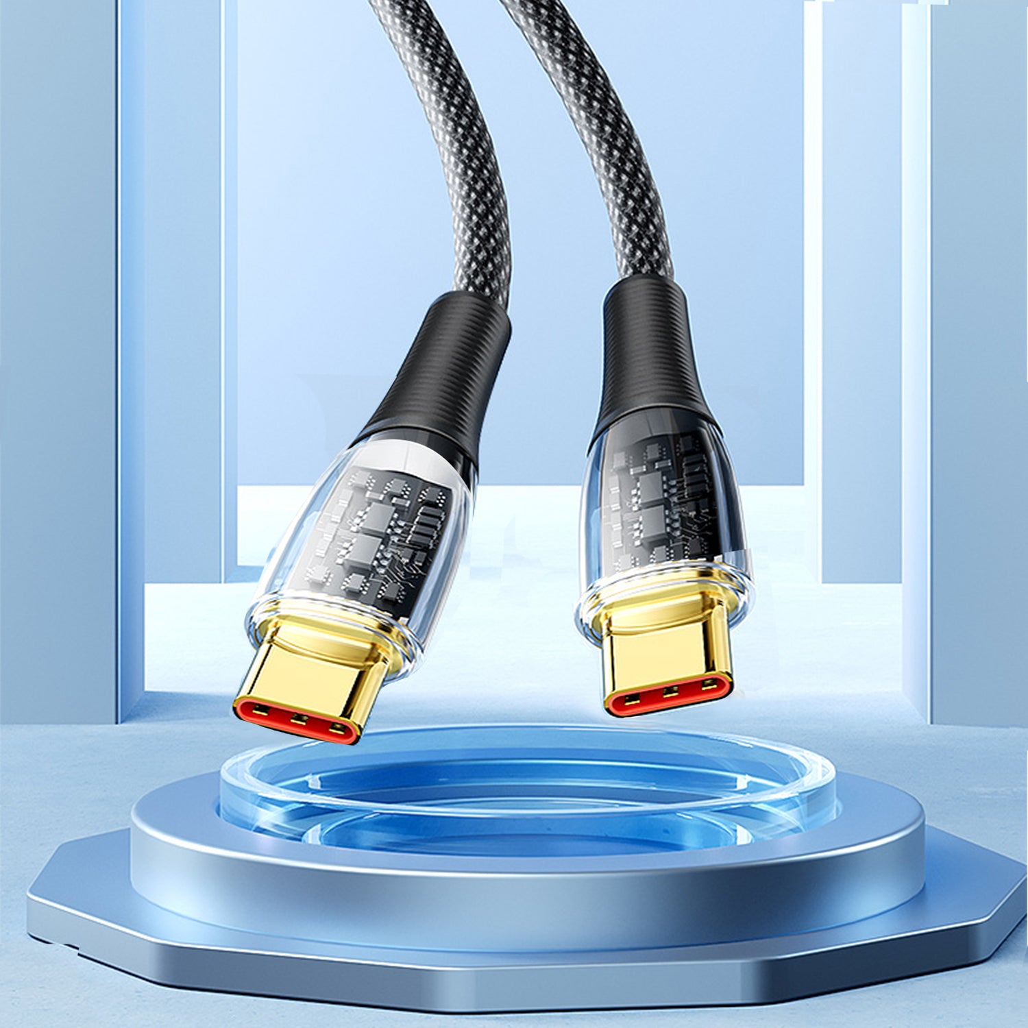 Type-C to Type-C Transparent Charging Sync Data Cable