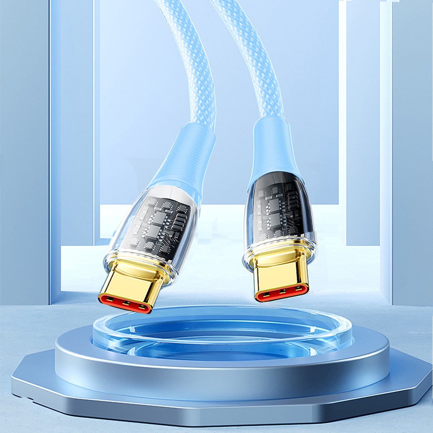 Type-C to Type-C Transparent Charging Sync Data Cable