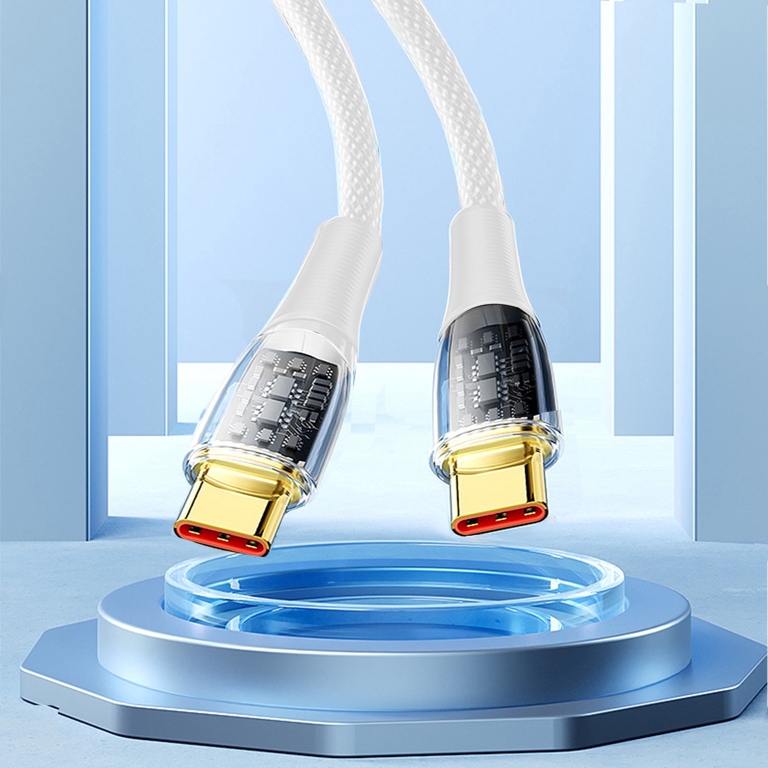 Type-C to Type-C Transparent Charging Sync Data Cable