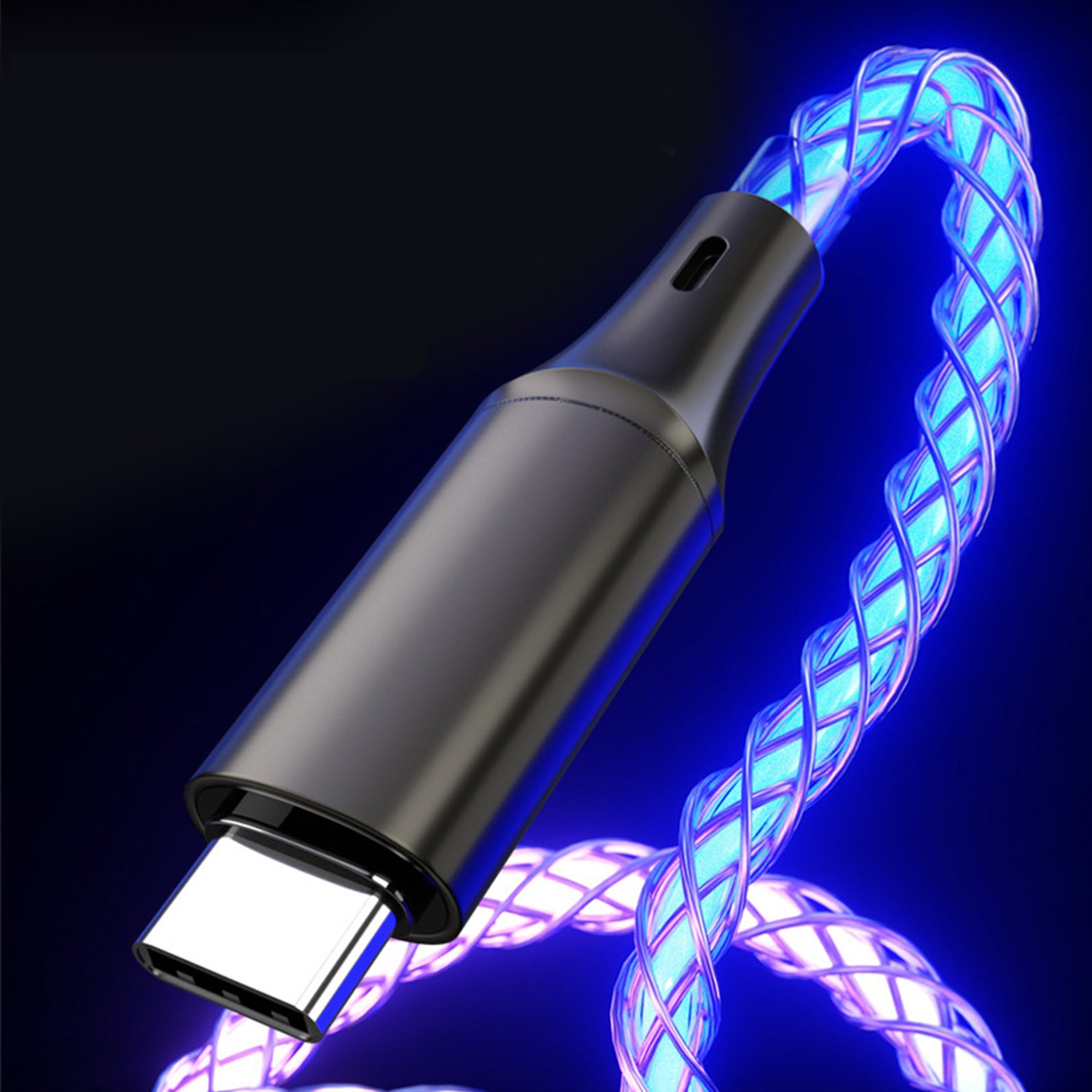 60W PD（Type-C to Type-C）LED luminous data cable-Black