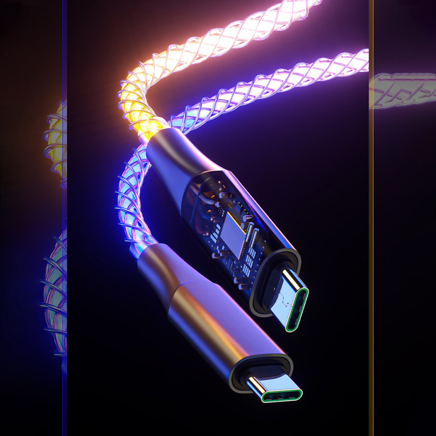 60W PD（Type-C to Type-C）LED luminous data cable-Black