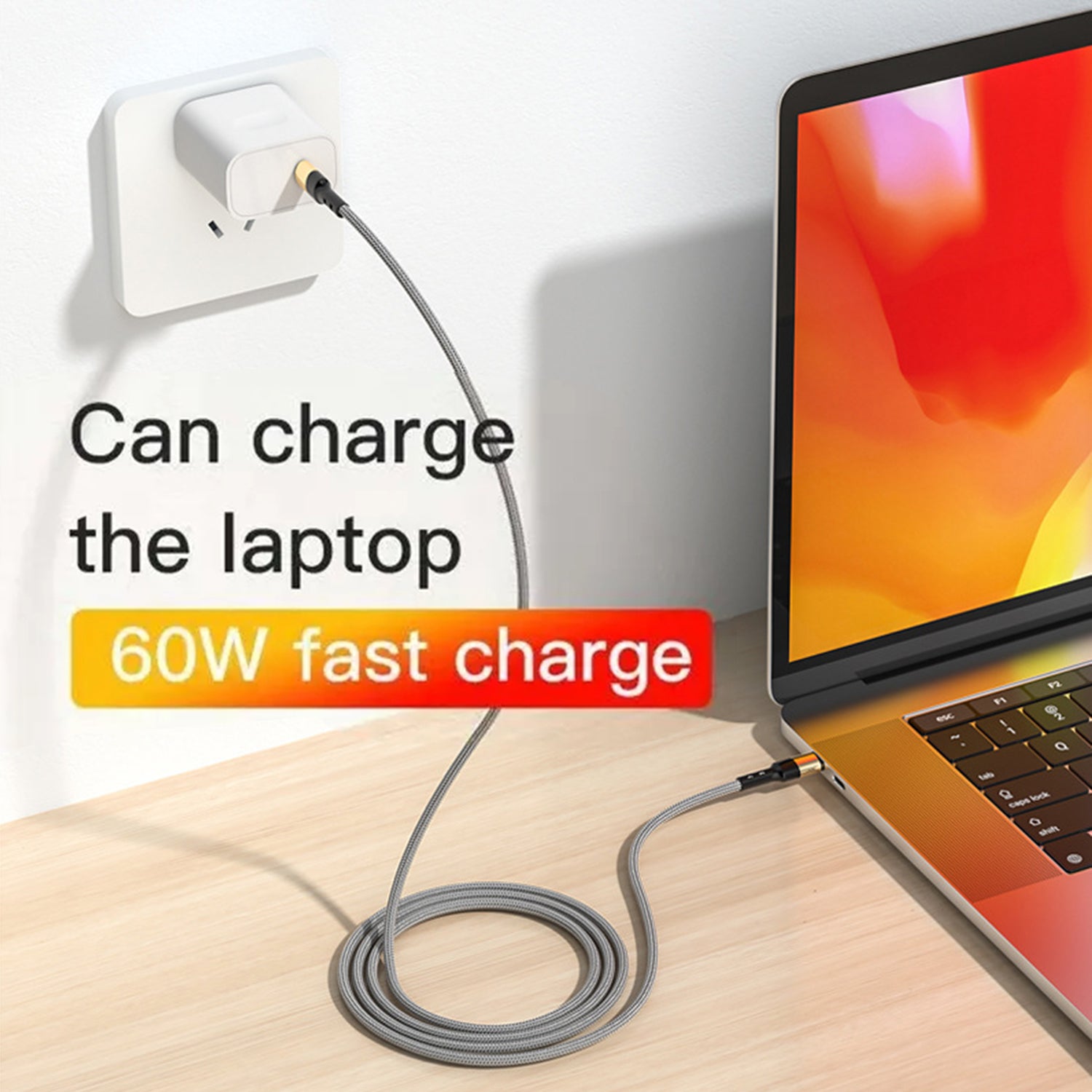 60W Fast Charge PD Type-C to Type-C Charger Cable Compatible With iPhone 15 Series-Black