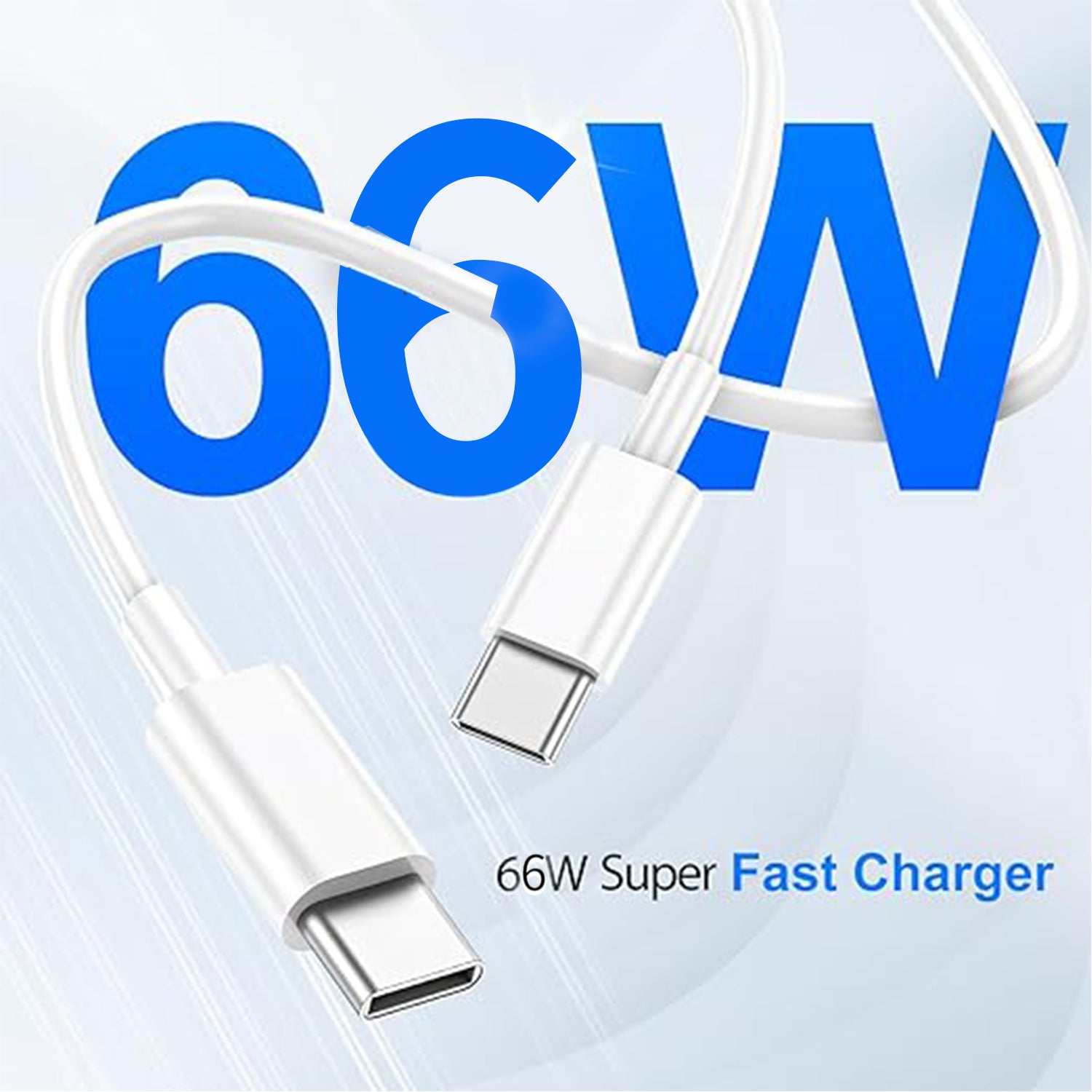 66W PD (Type-C to Type-C) 3FT Fast Charge Cable Compatible With iPhone 15 Series-White