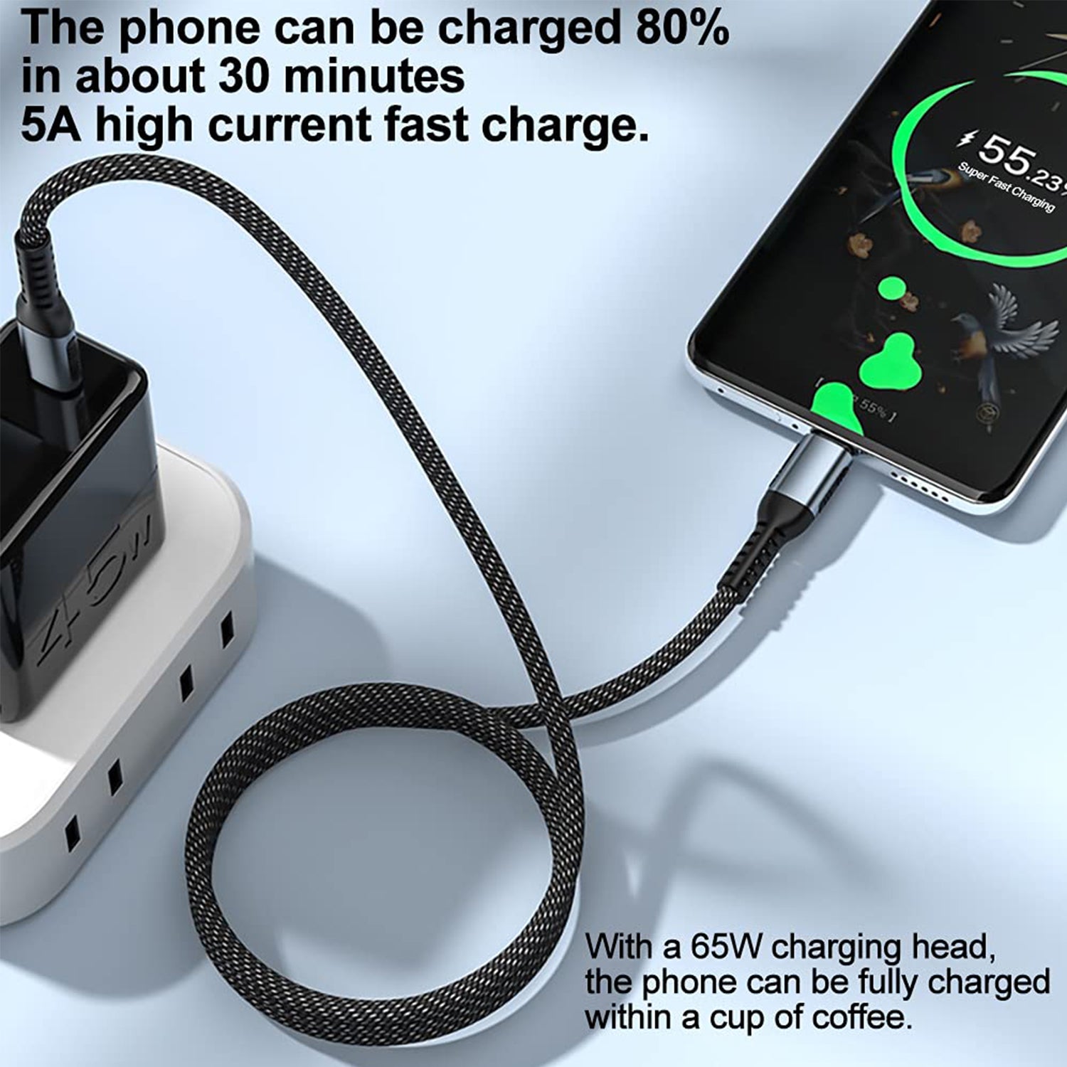 Type-C PD Fast Charging 240W Data Cable, Braided Line Durable Type-C- Type-C Port Fast Charge Cable Compatible With Laptop Xiaomi Mobile Phone Etc.