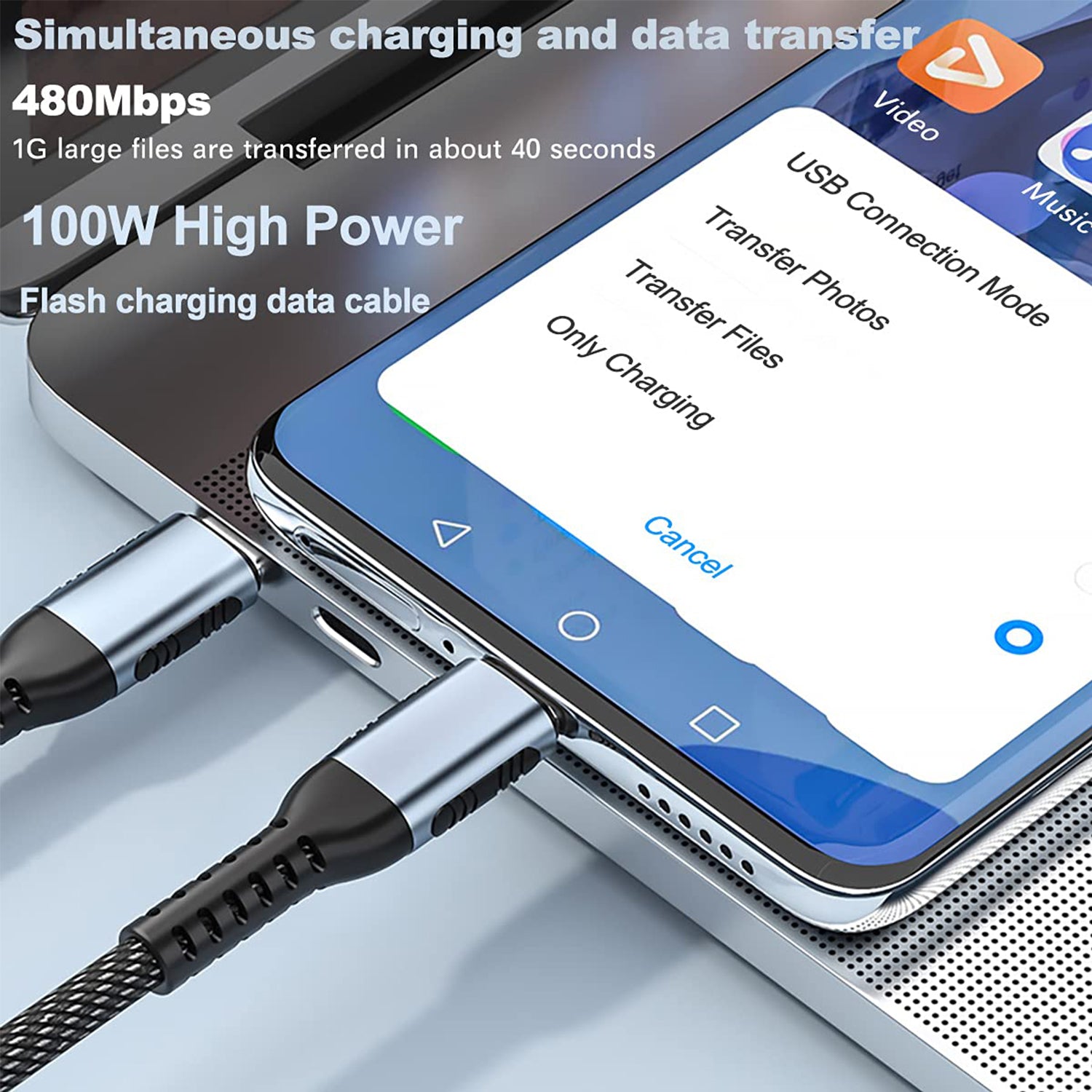 Type-C PD Fast Charging 240W Data Cable, Braided Line Durable Type-C- Type-C Port Fast Charge Cable Compatible With Laptop Xiaomi Mobile Phone Etc.