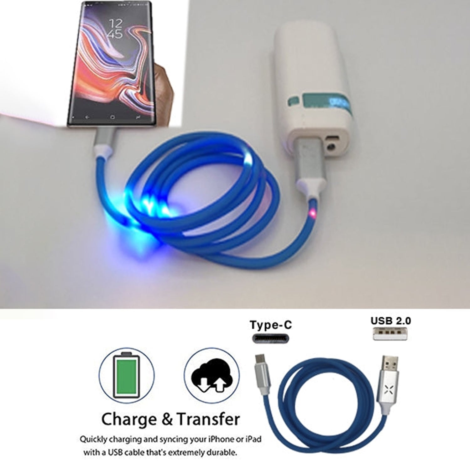 Voice controlled USB-C  Lightning flash data line,USB Charging Cable
