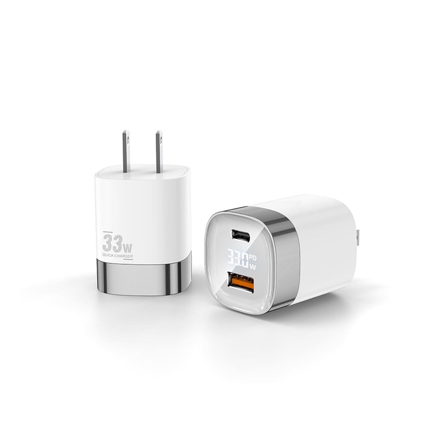 33W PD 2 port (Type-C+USB-A) is used for quick chargers