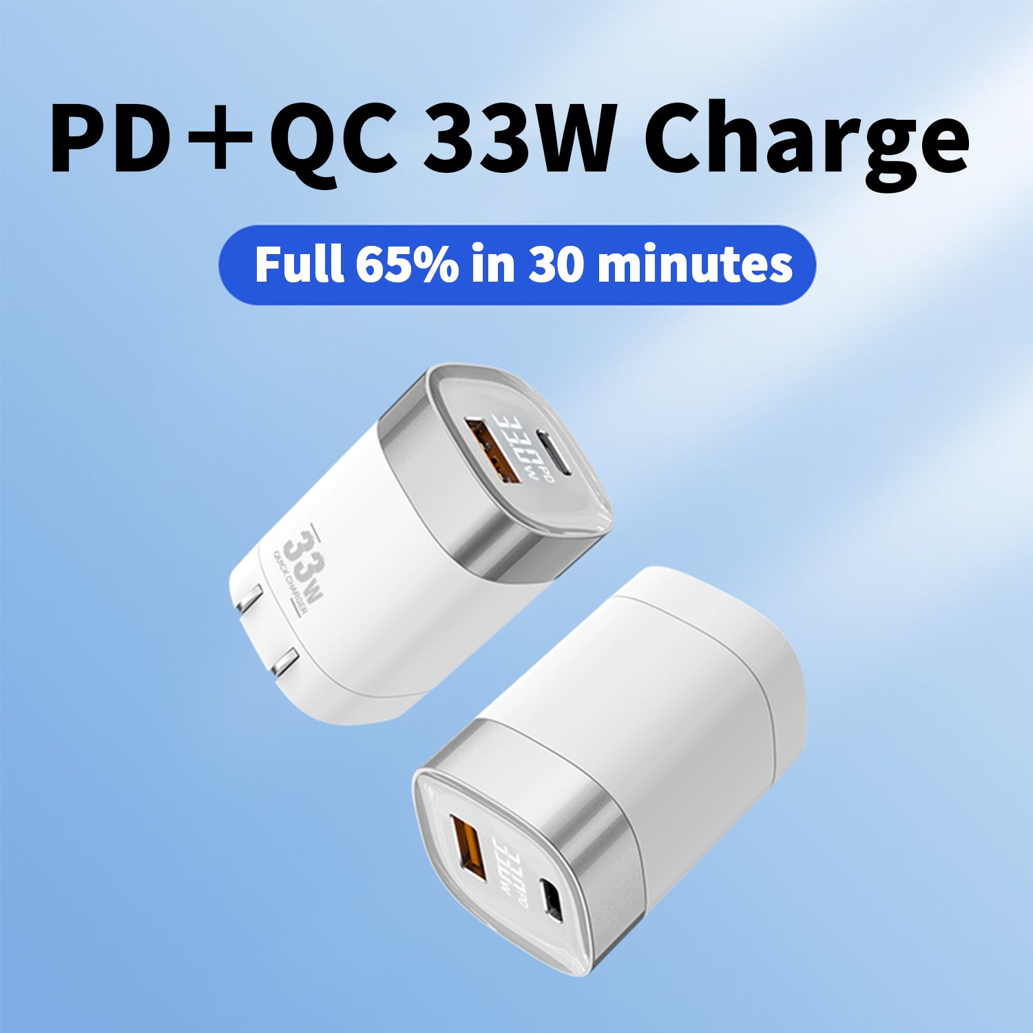 33W PD 2 port (Type-C+USB-A) is used for quick chargers